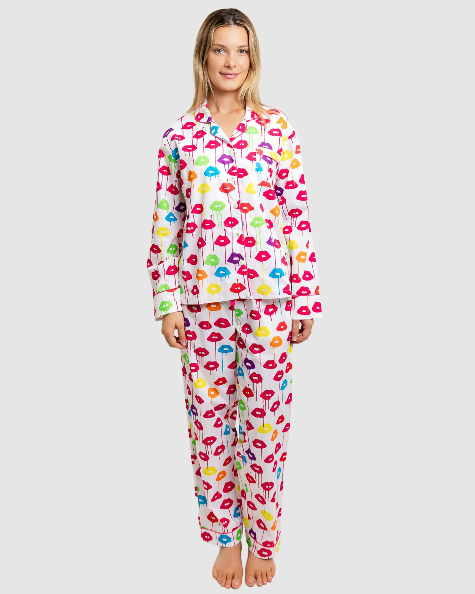 Women's Drawbertson Drippy Lips Long PJ Set