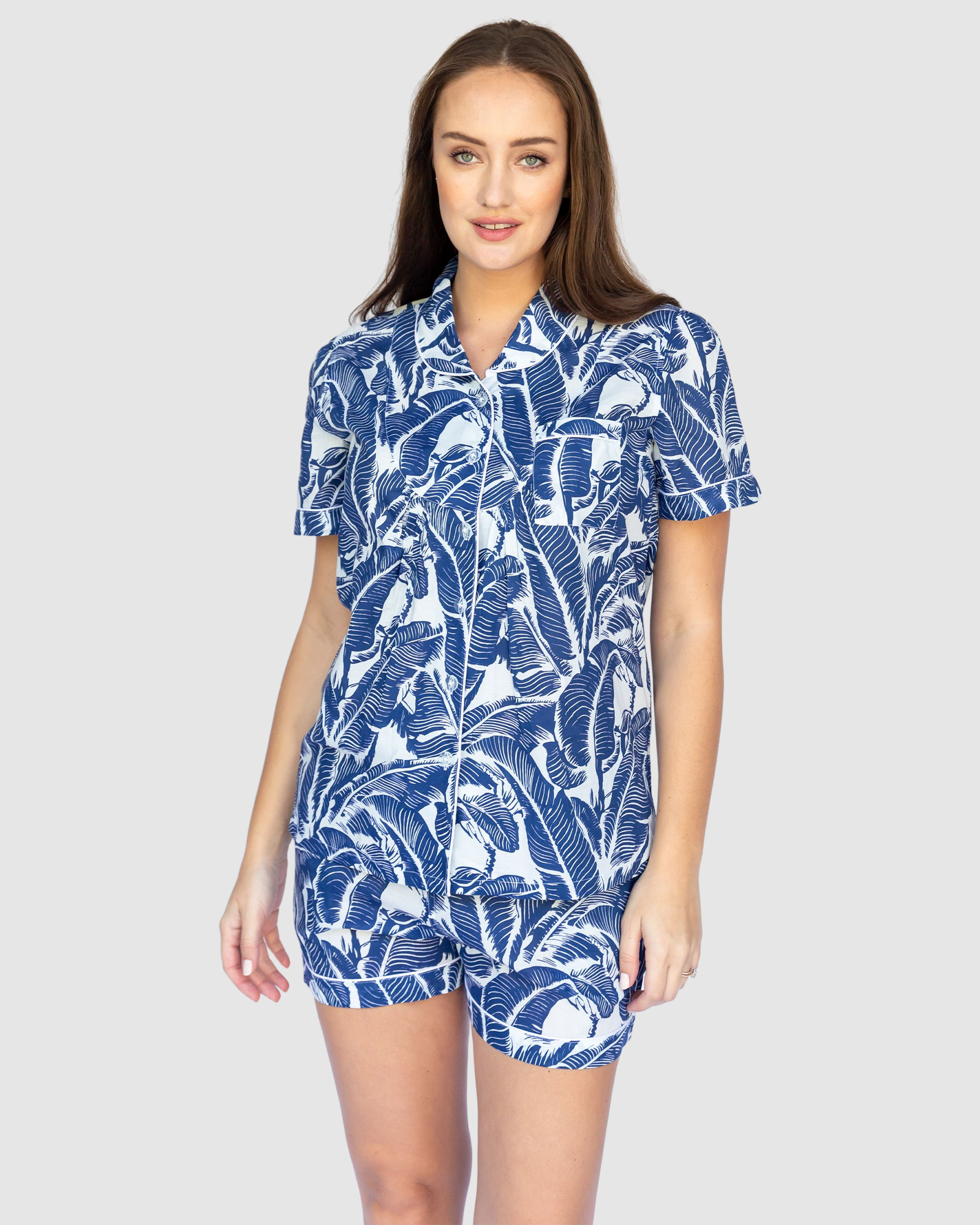 Women's Martinique® Blue Banana Leaf Short PJ Set