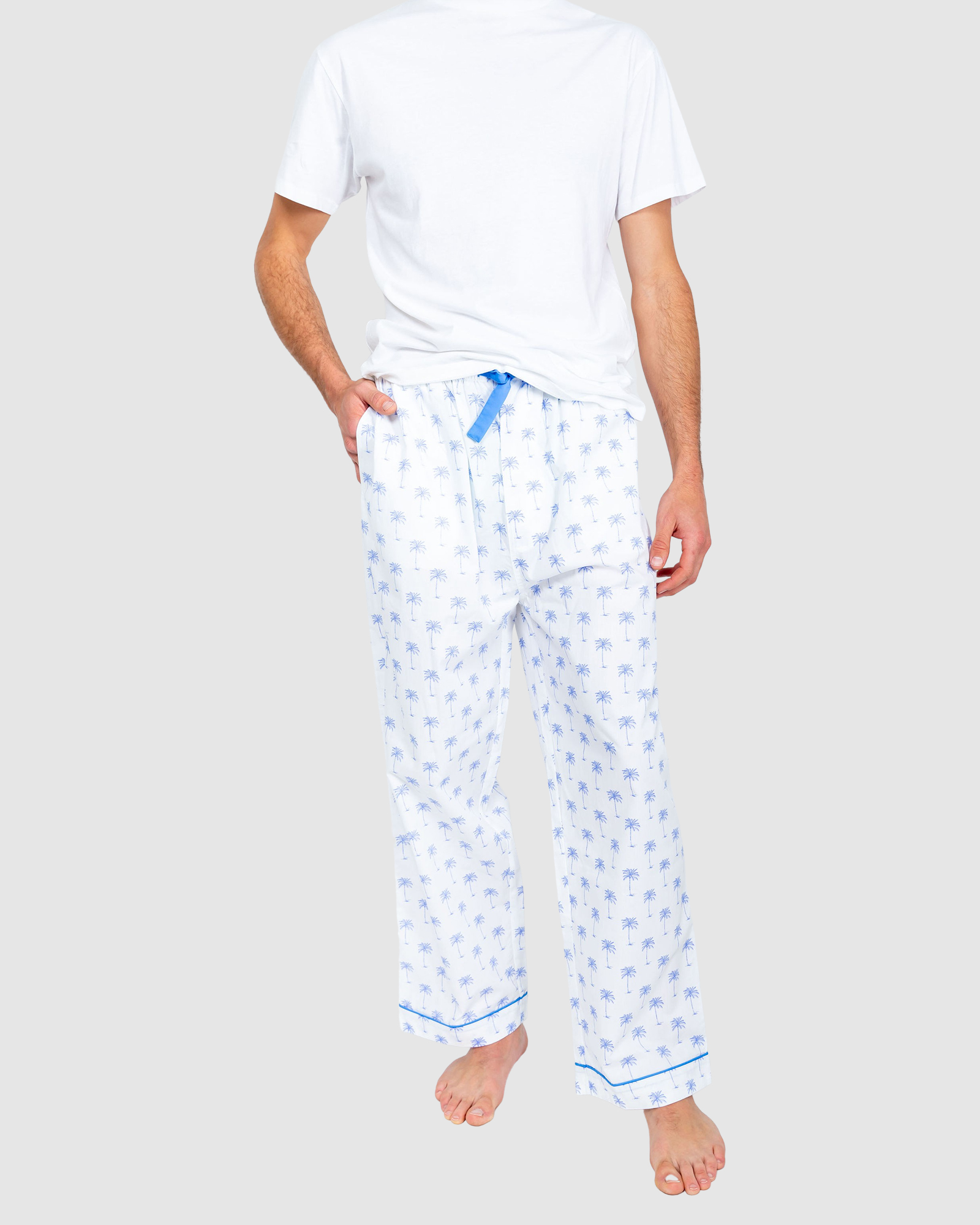 Men's Blue Palm Tree Pajama Pants