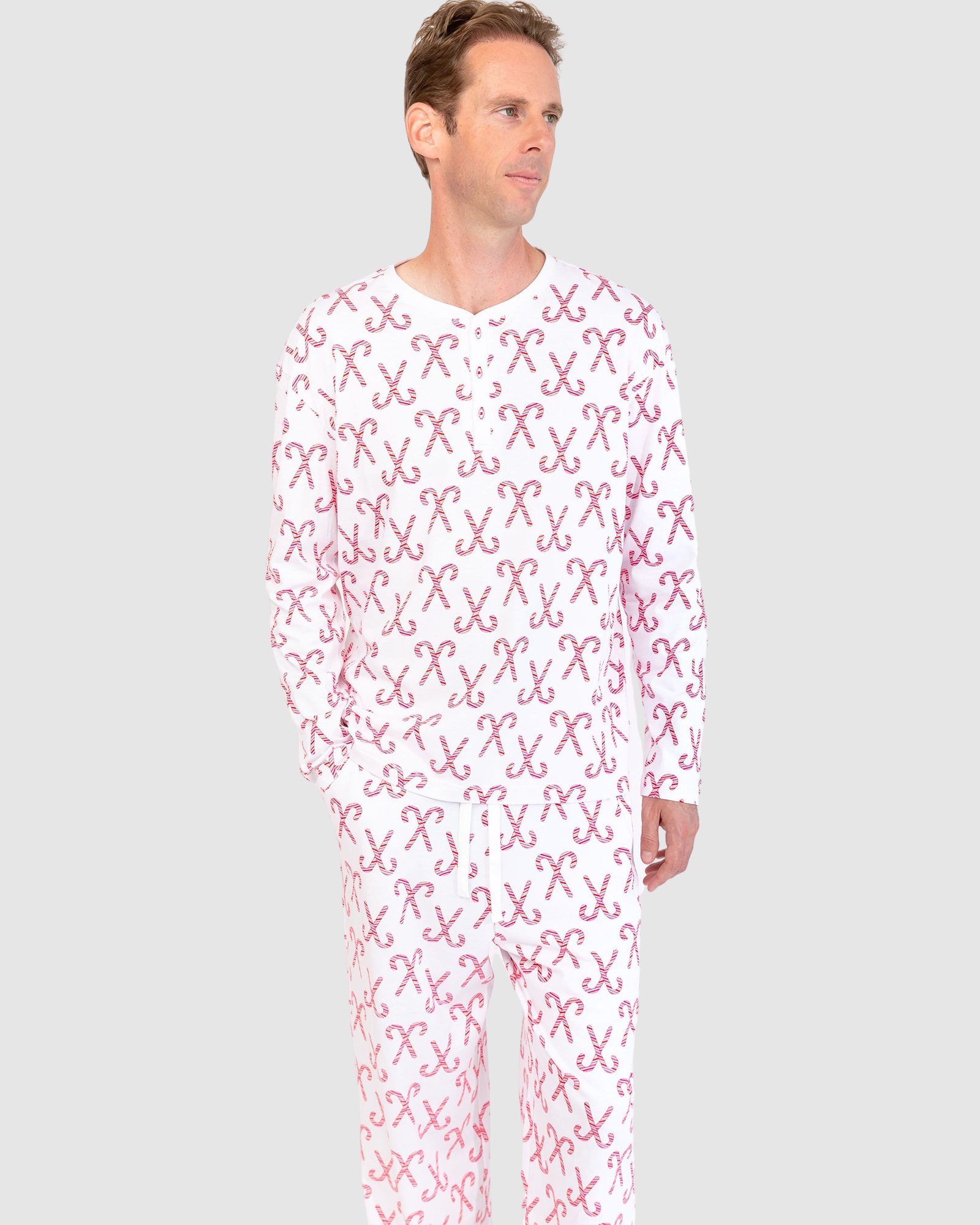 Men's Candy Cane Henley Top