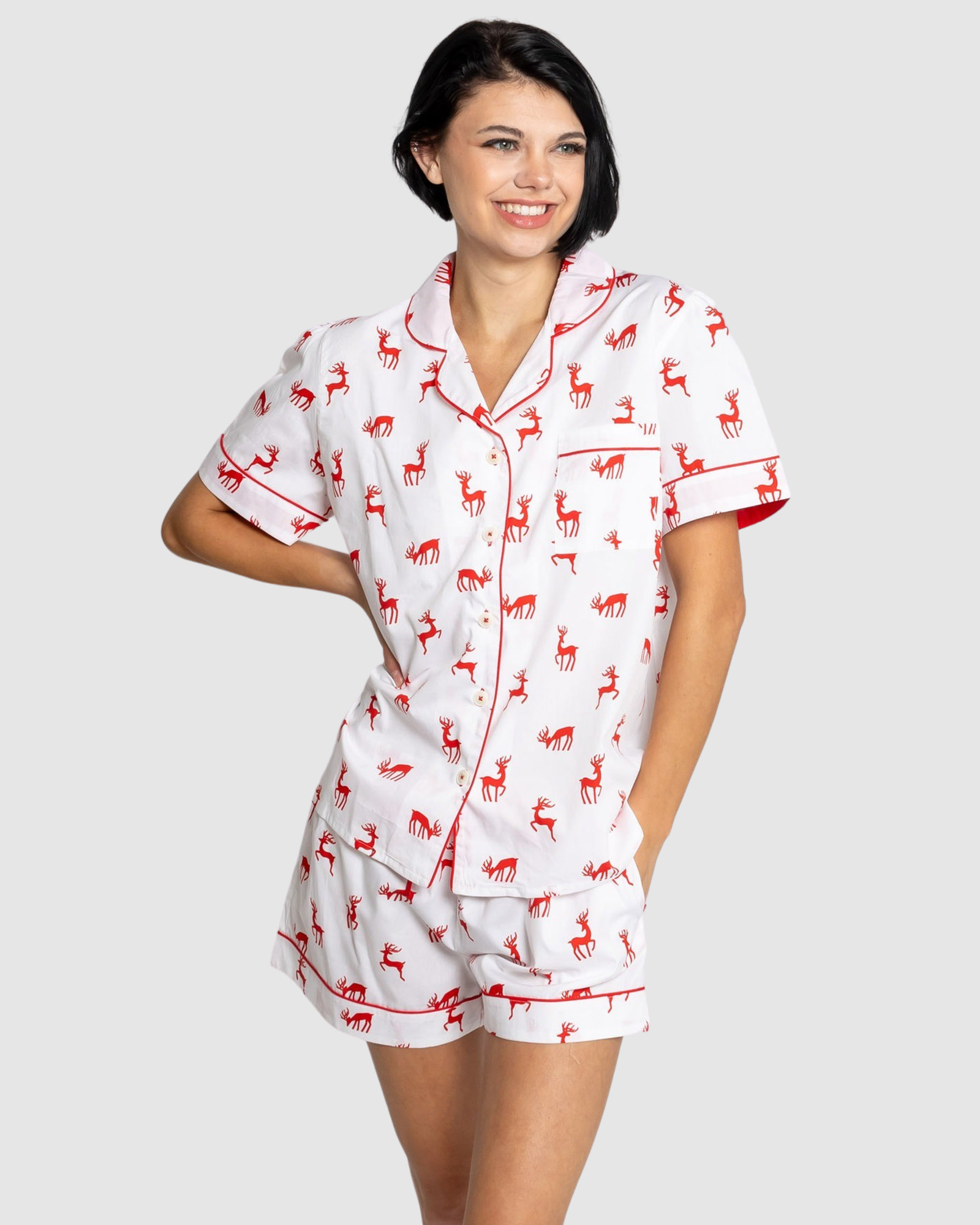 Women's Reindeer Red Short PJ Set
