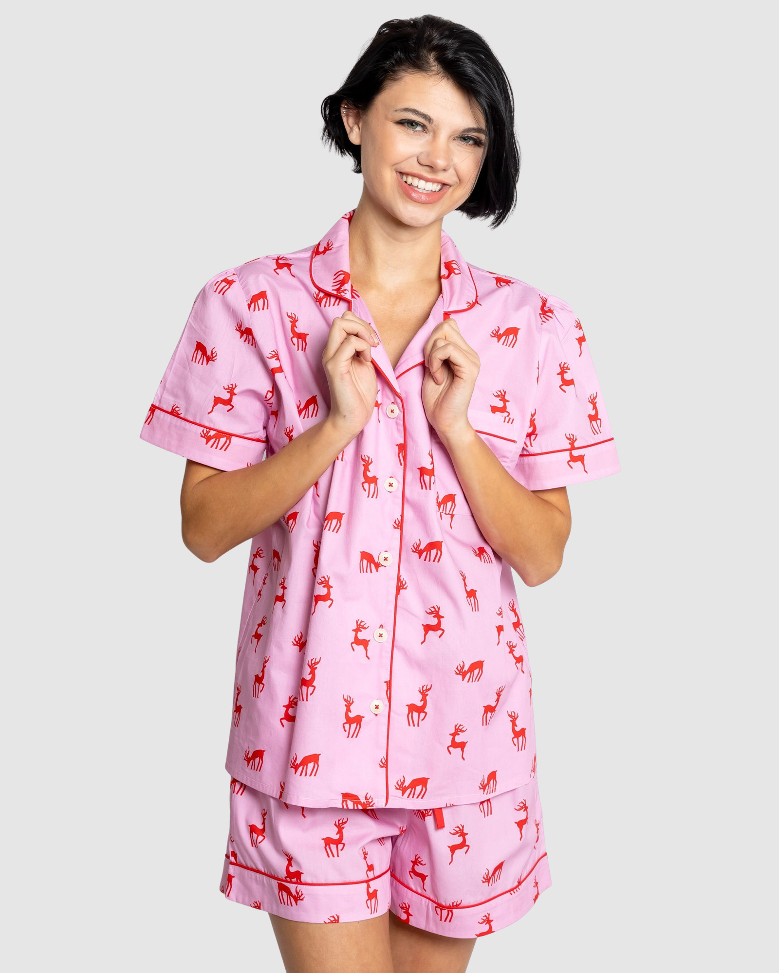 Women's Reindeer Pink Short PJ Set