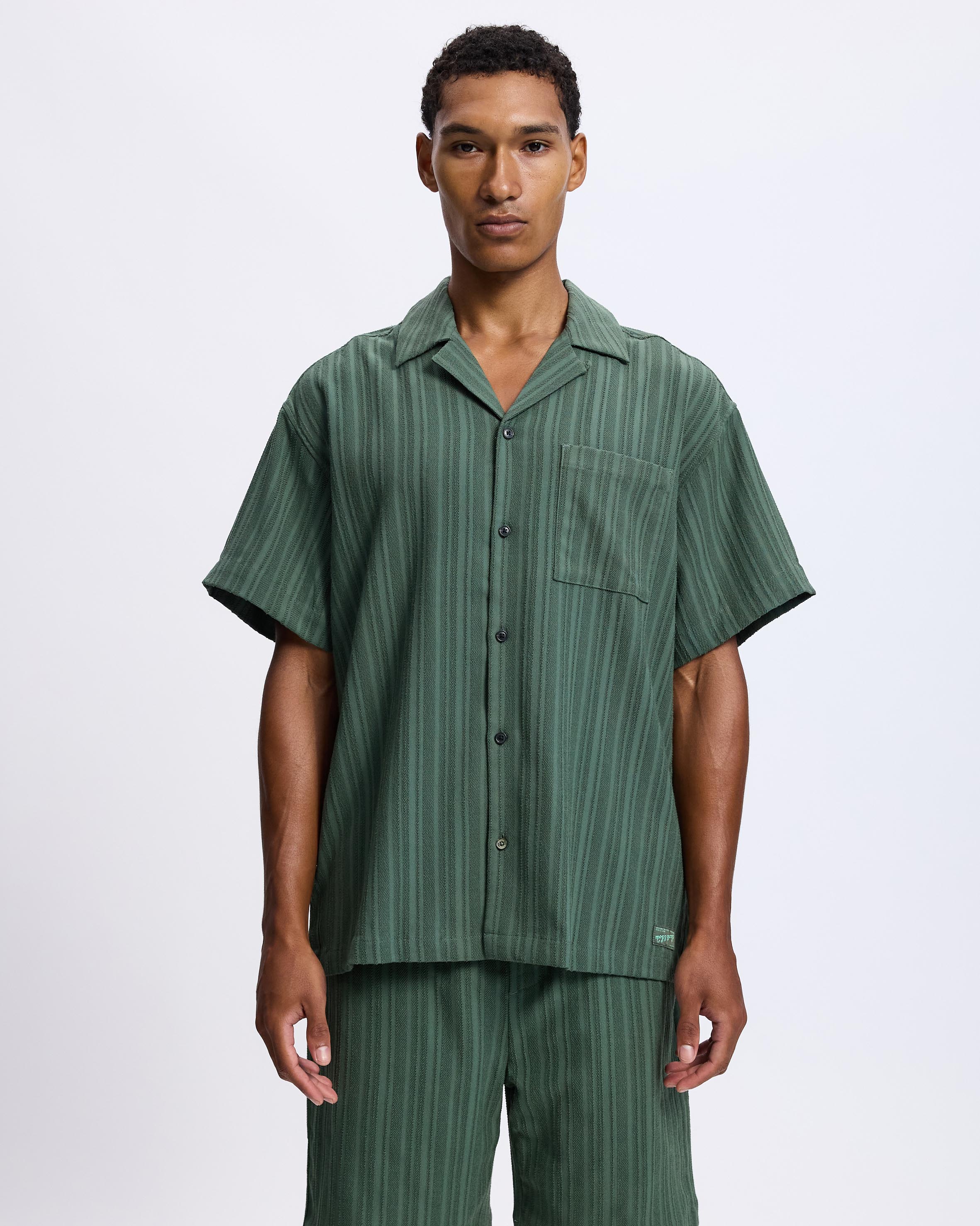Tonal-Striped Short-Sleeved Shirt