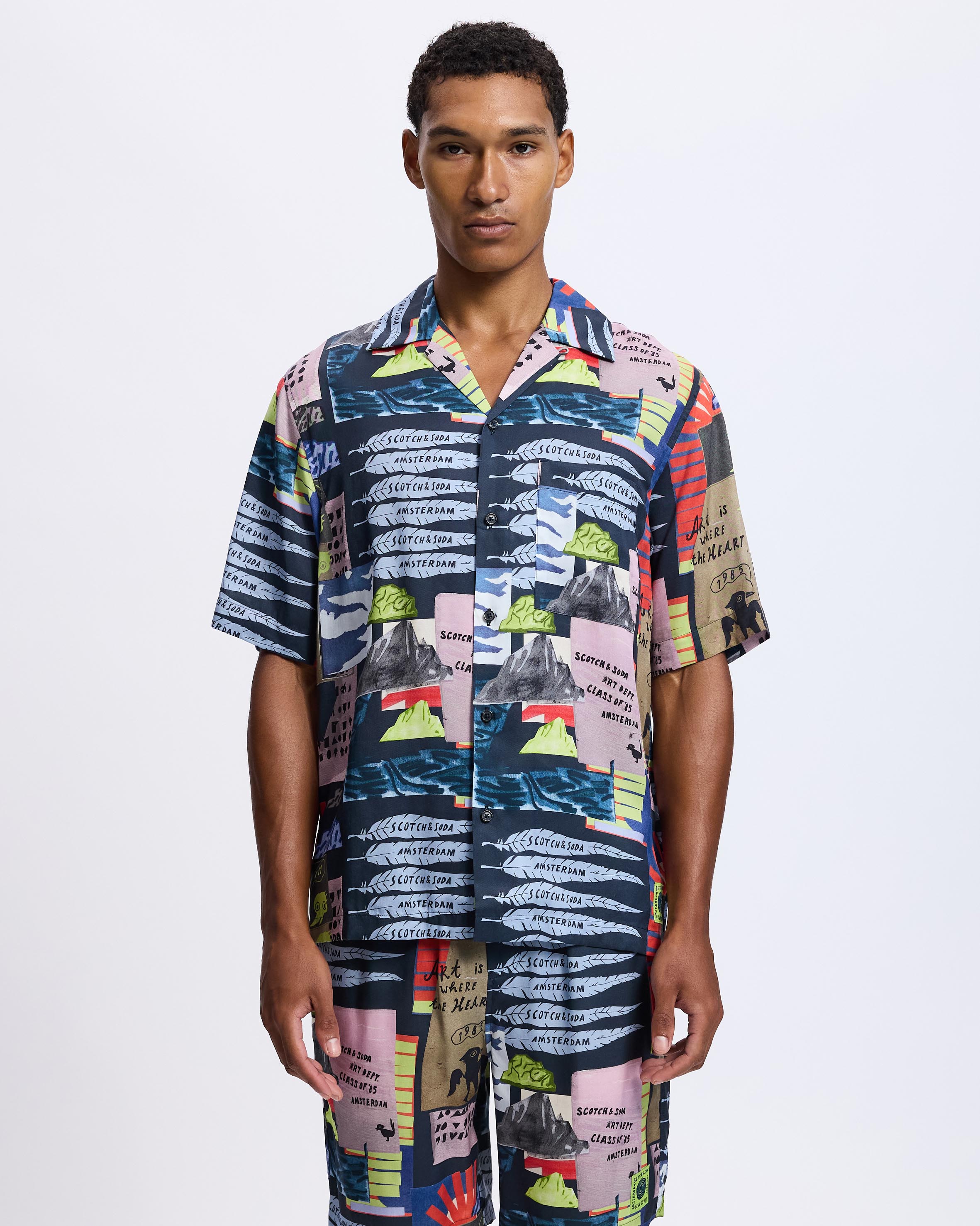Relaxed-Fit Tencel All-Over Printed Short-Sleeved Shirt