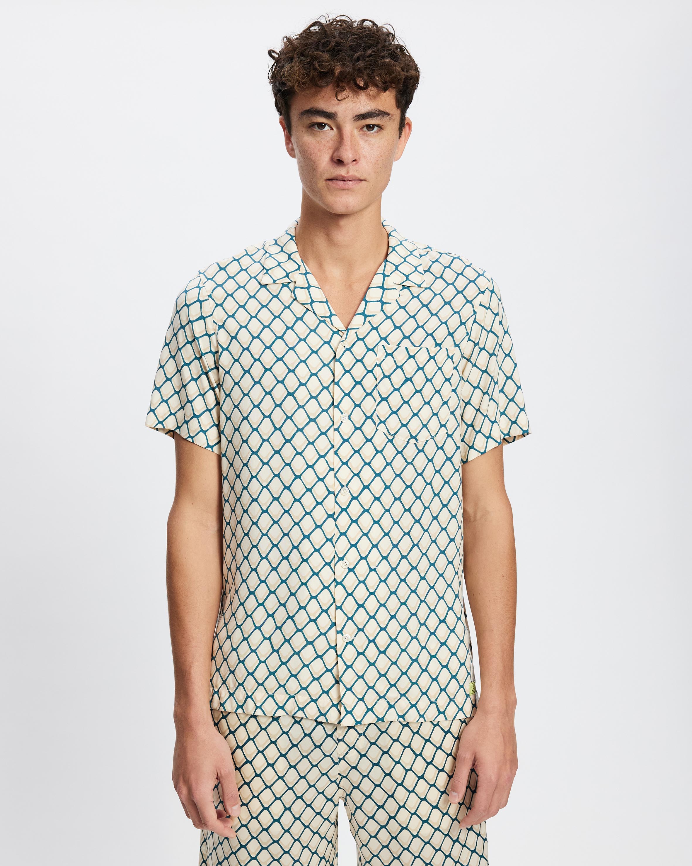 Regular Fit Short Sleeve AOP Viscose Shirt