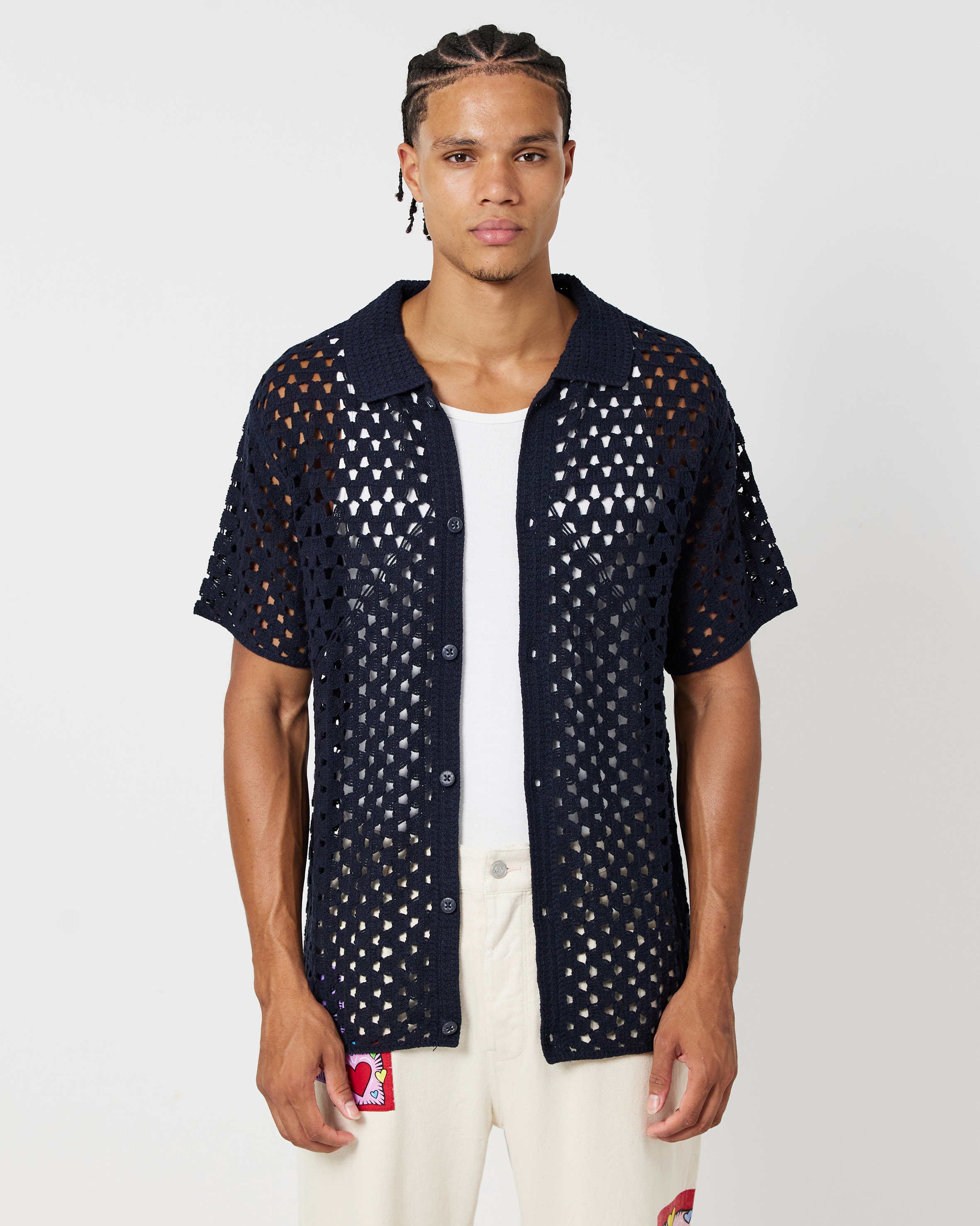 Crochet Knitted Short Sleeve Polo