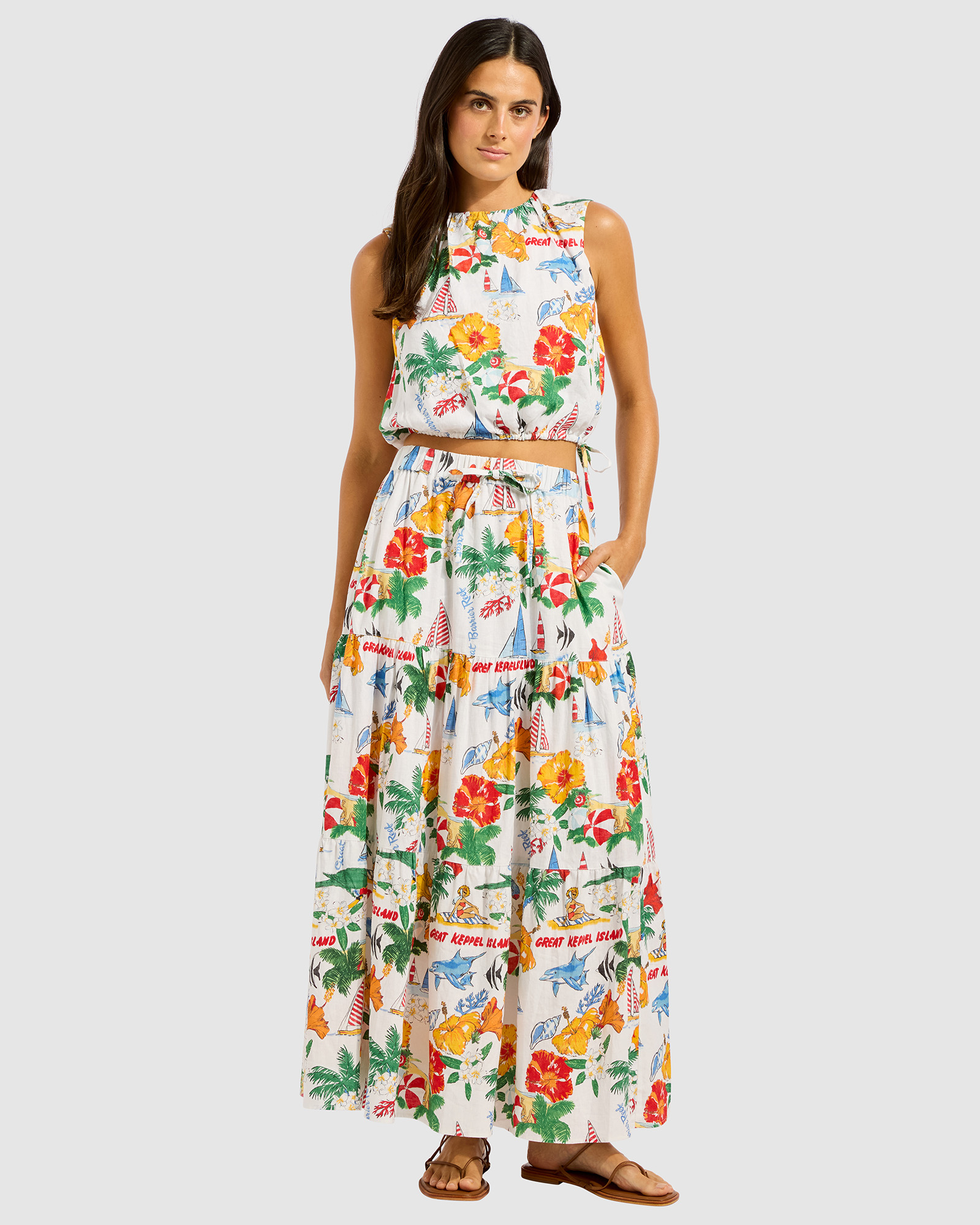 Viva Vacation Drawcord Waist Top
