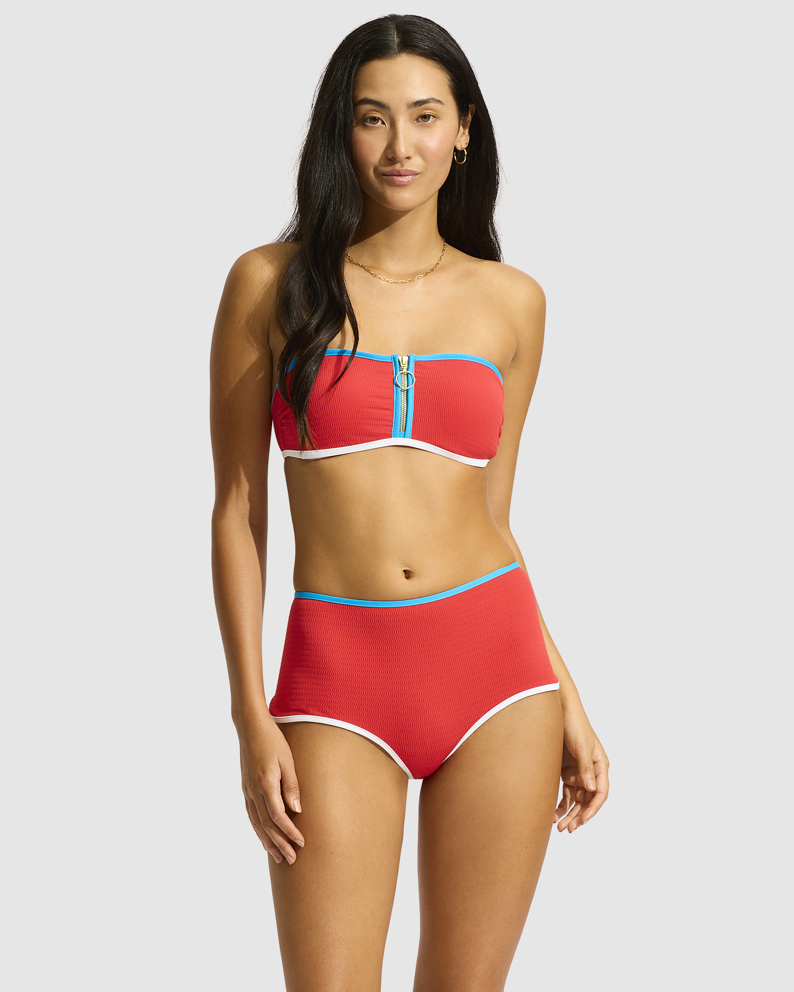 Beach Bound Zip Front Bandeau