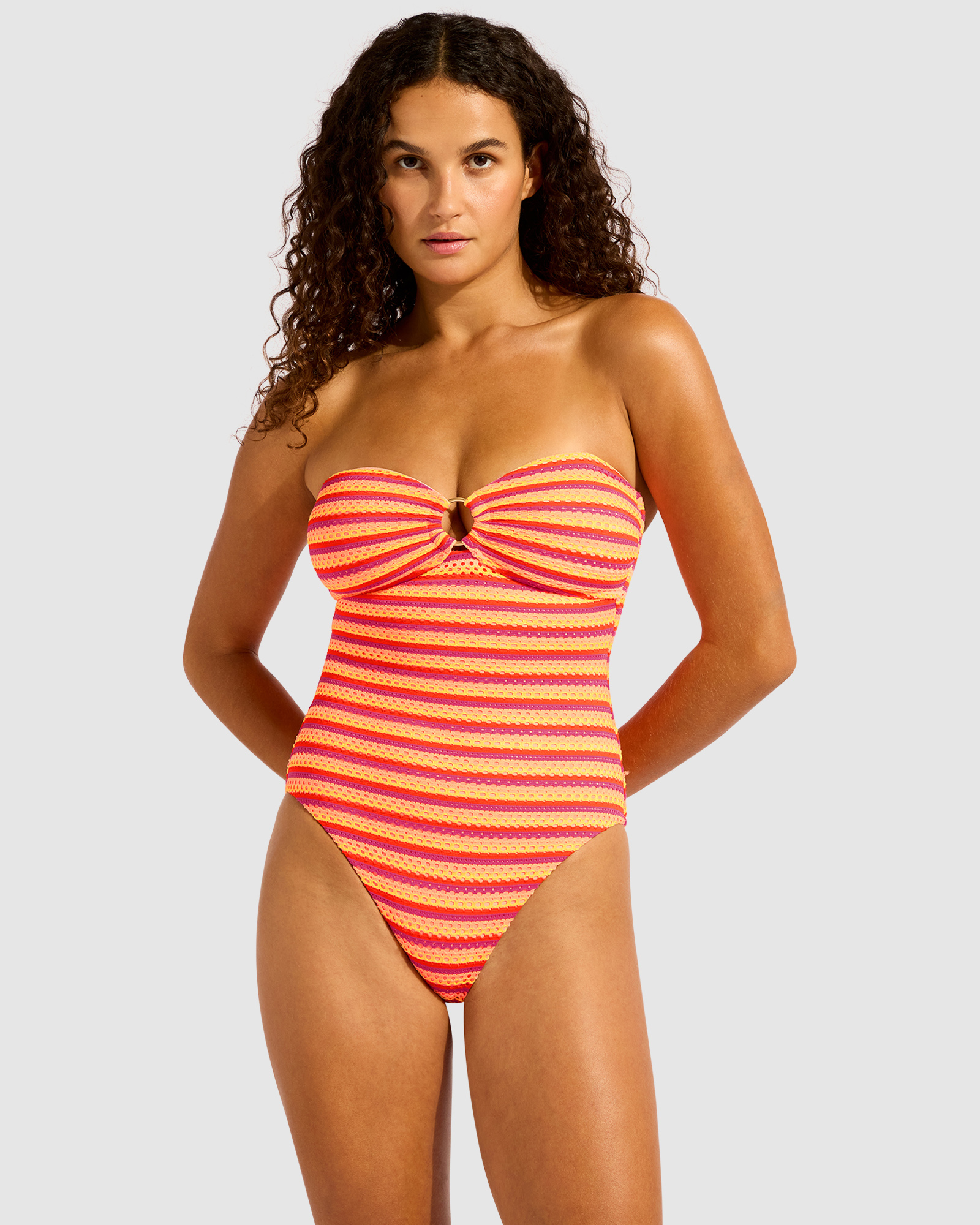 Calypso Ring Front Bandeau One Piece Swimsuit