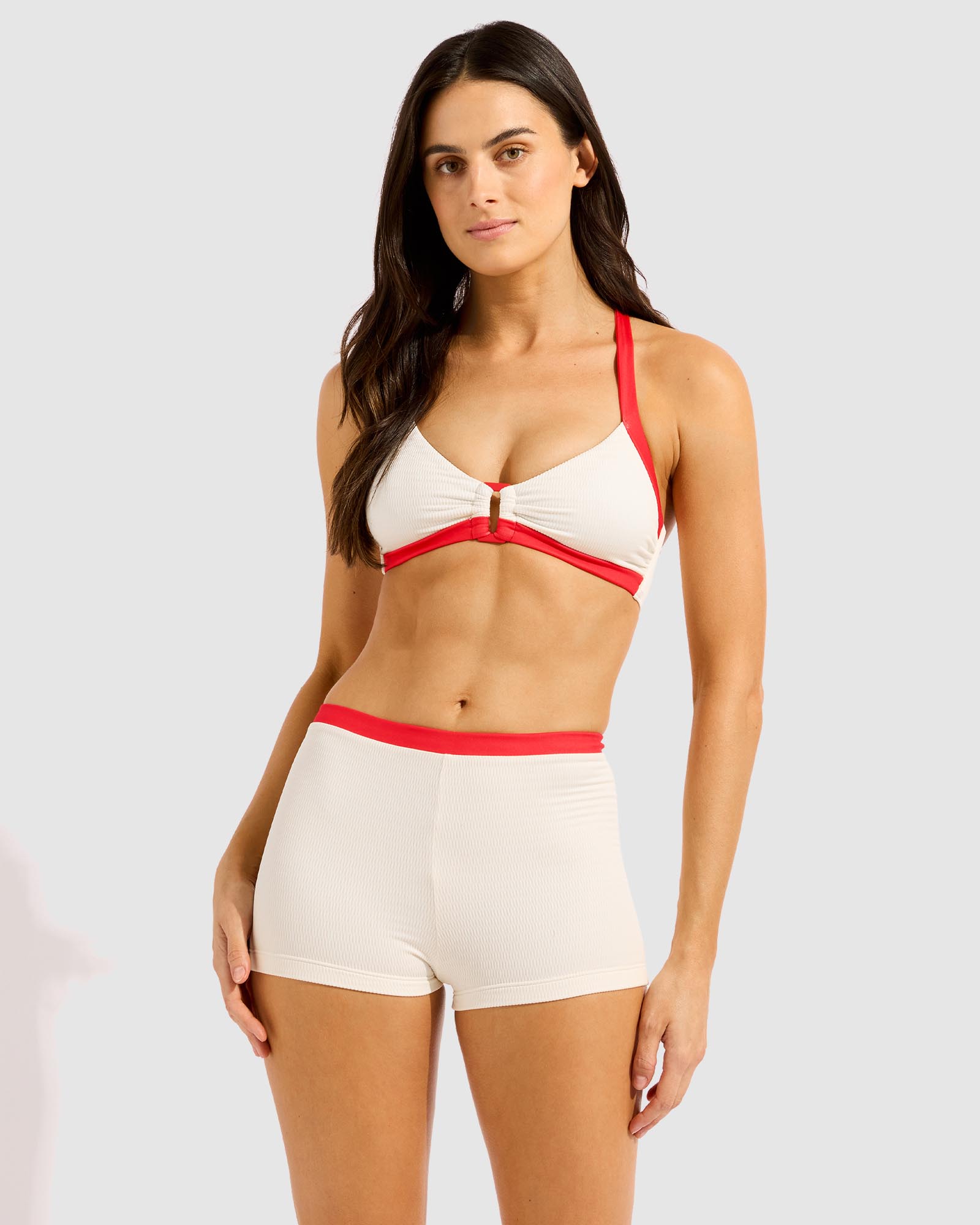 Band Wave Belted Boyleg Pants