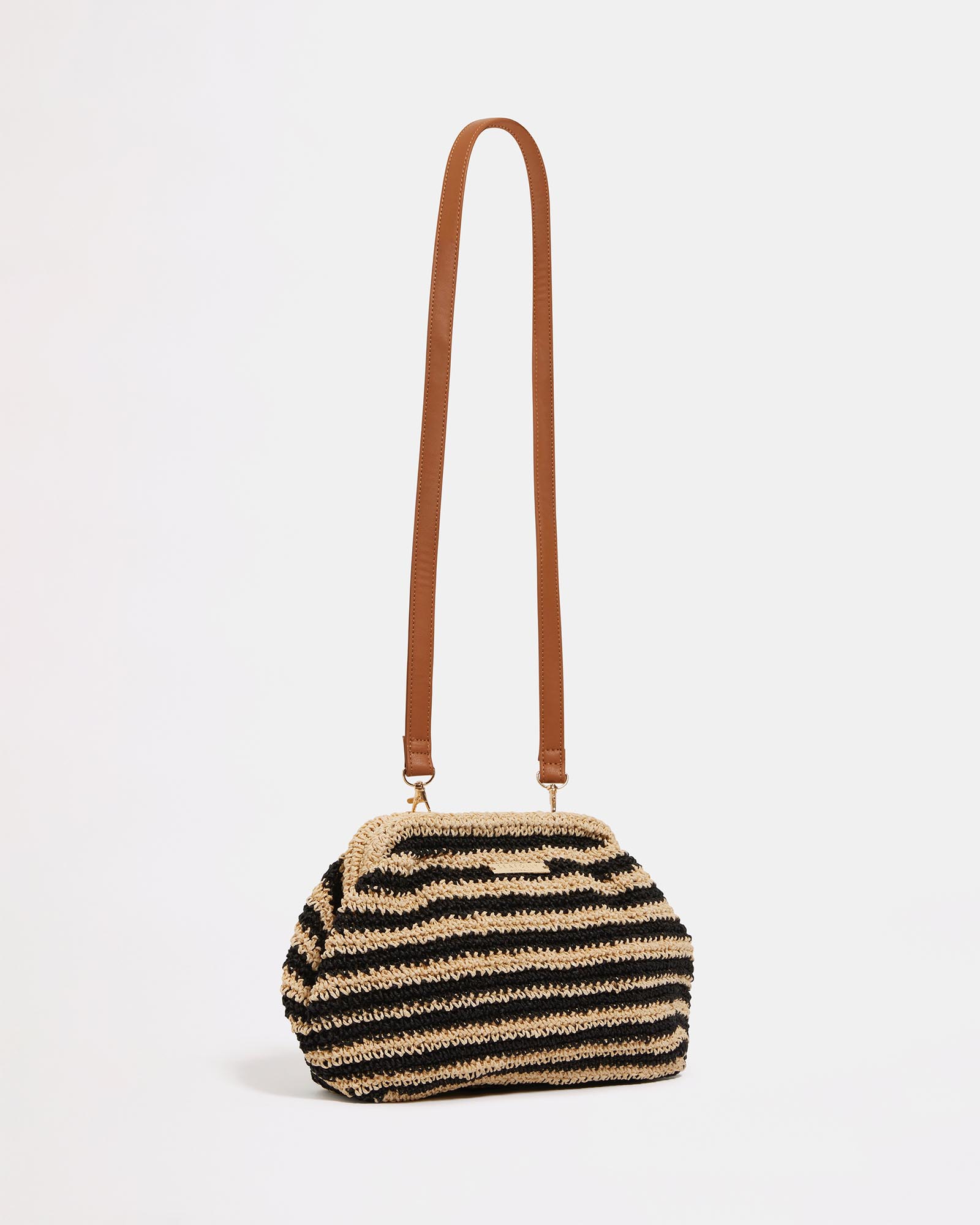 Raffia Stripe Pouch Bag