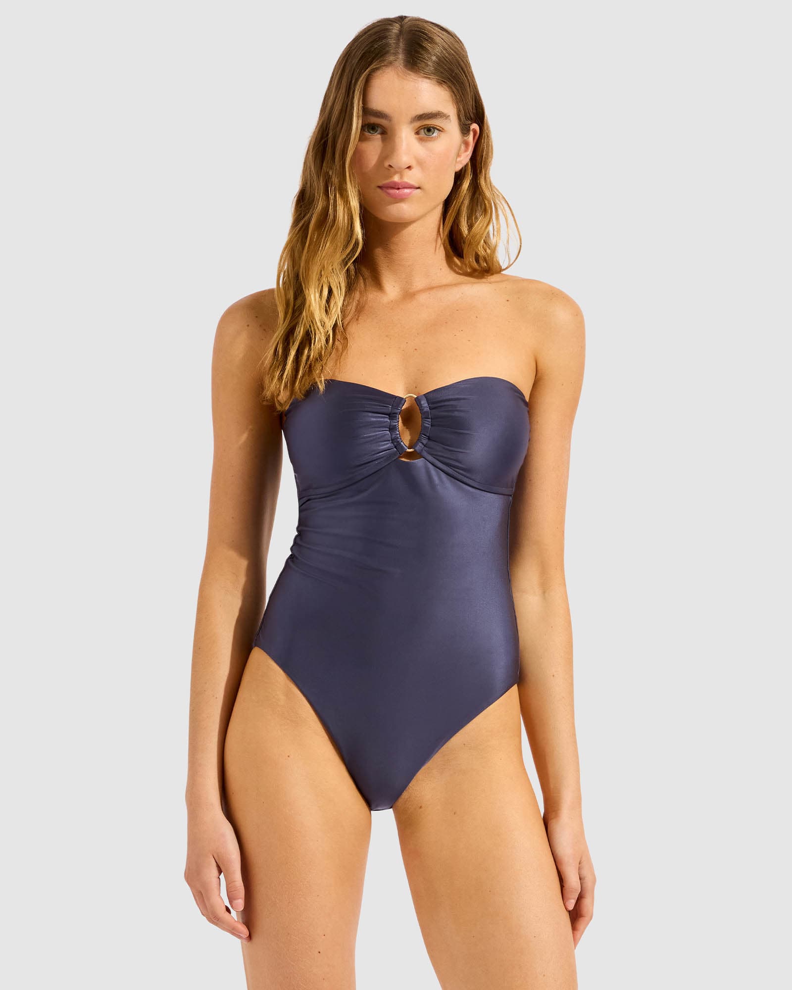 Belle Ring Front Bandeau One Piece Swimsuit