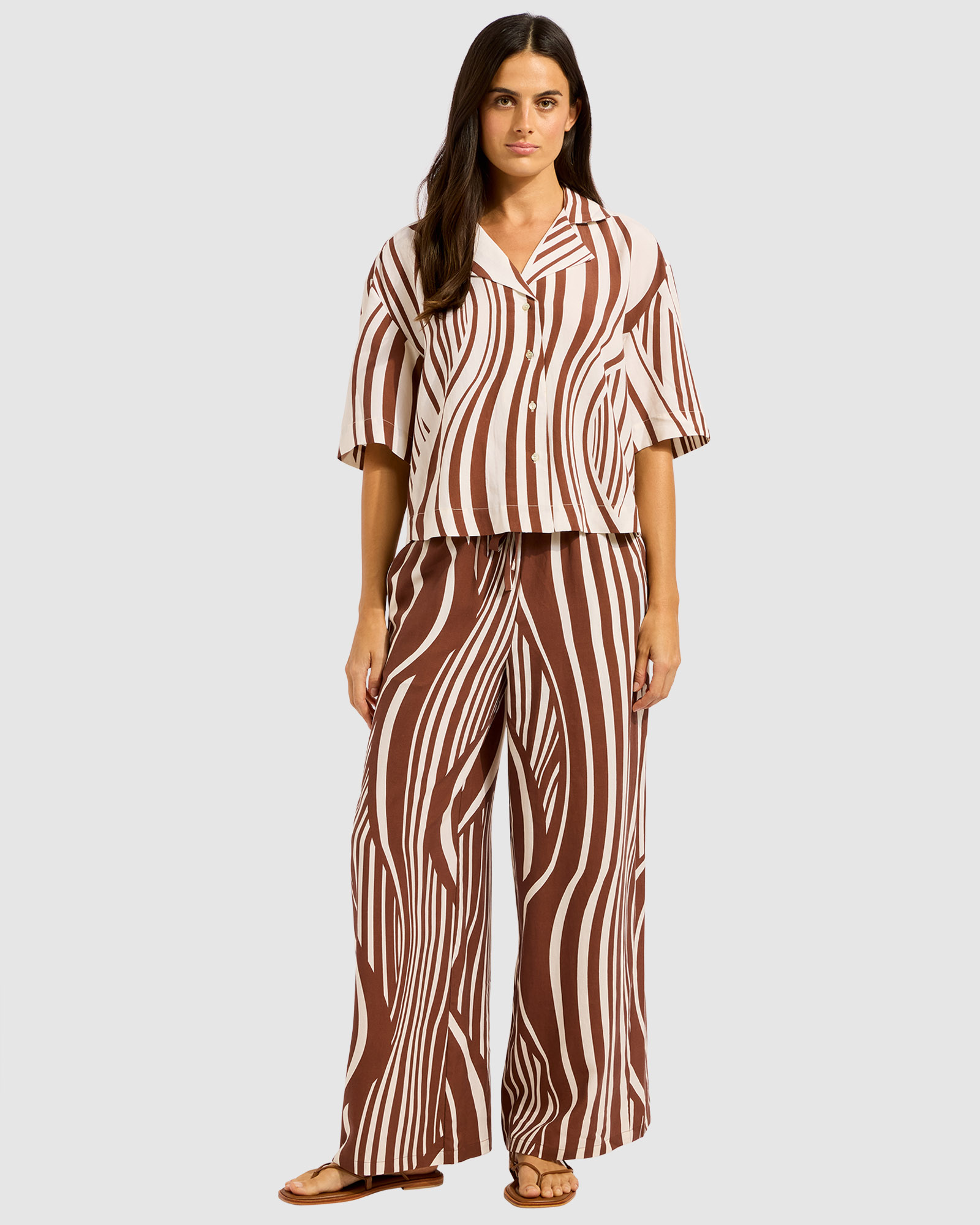 Coastline Stripe Oversized Crop Shirt