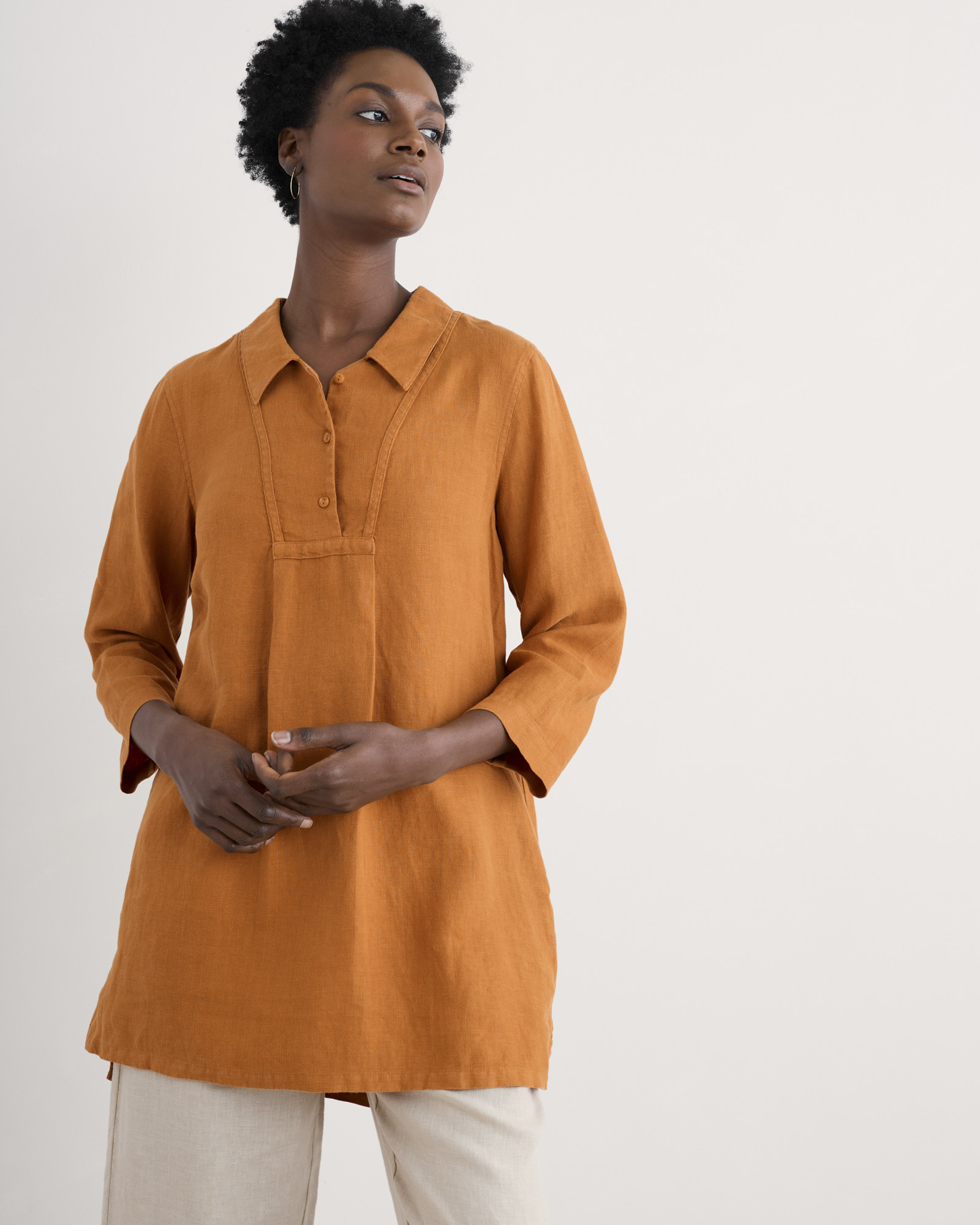 Seasalt Cornwall Yellow Tide Clock 3/4 Sleeve Tunic