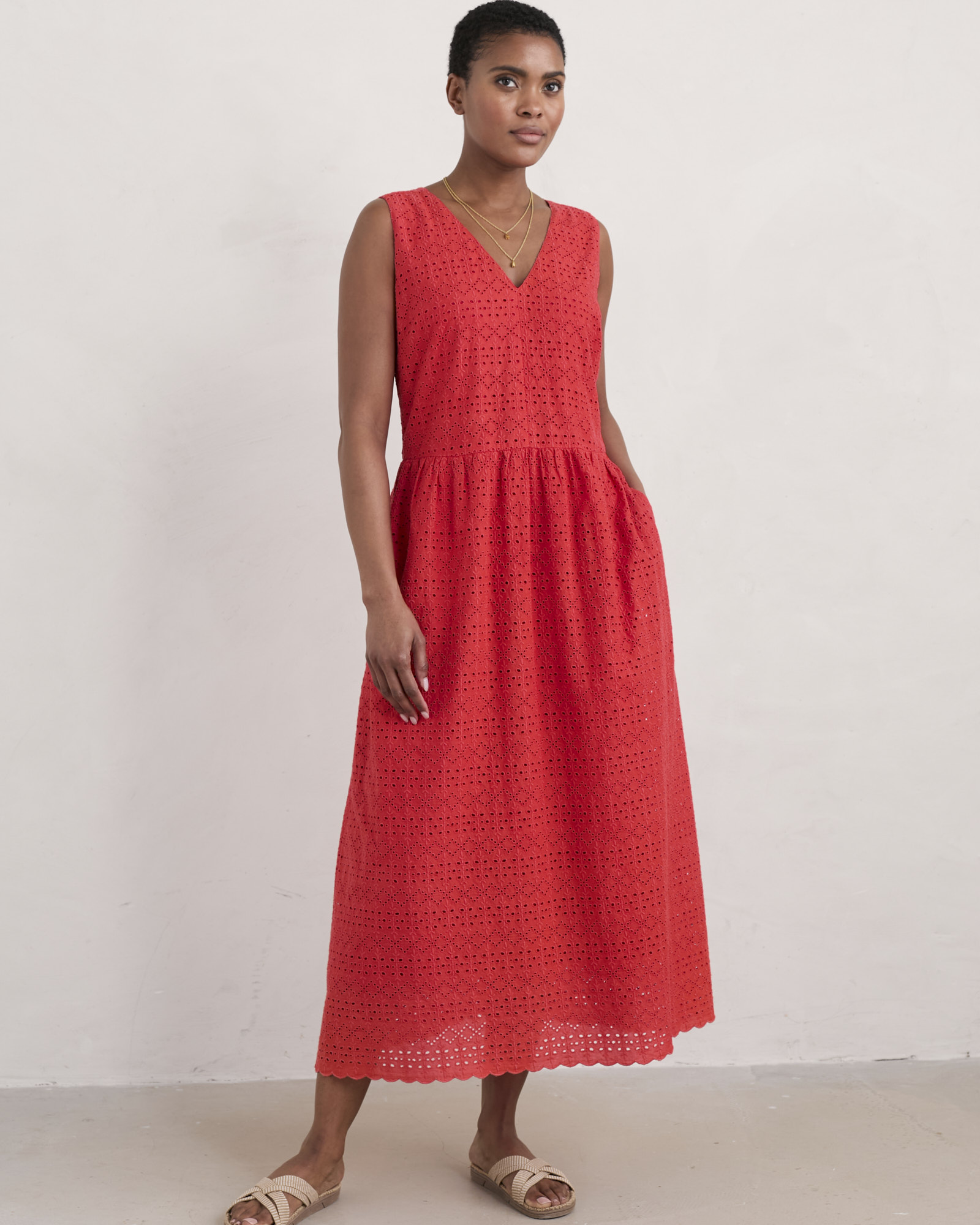 Seasalt Cornwall Red Meadow Saffron Broderie Dress