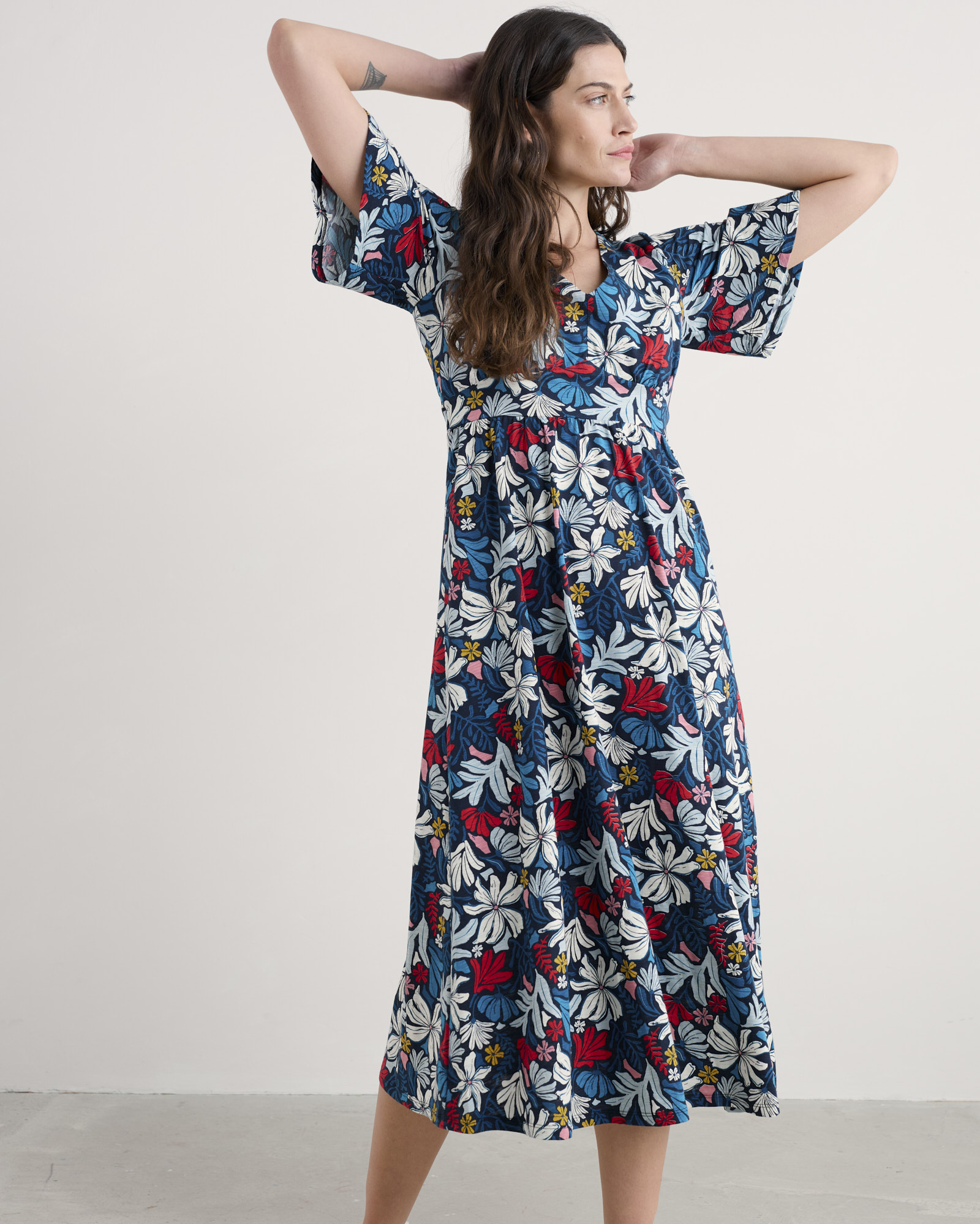 Seasalt Cornwall Seaweed Flower Maritime Chateaux Dress (Half Sleeve)