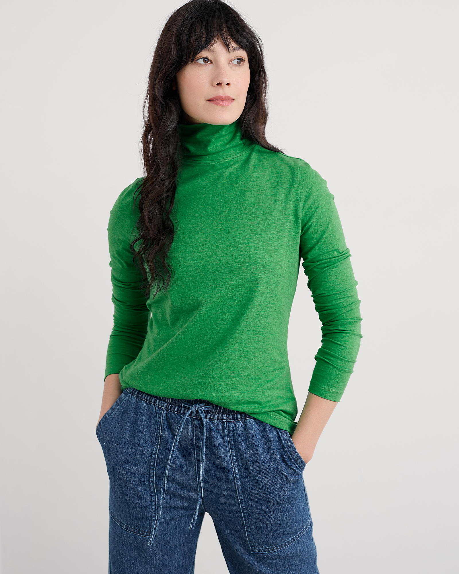 Seasalt Cornwall Green Landing Roll Neck Top