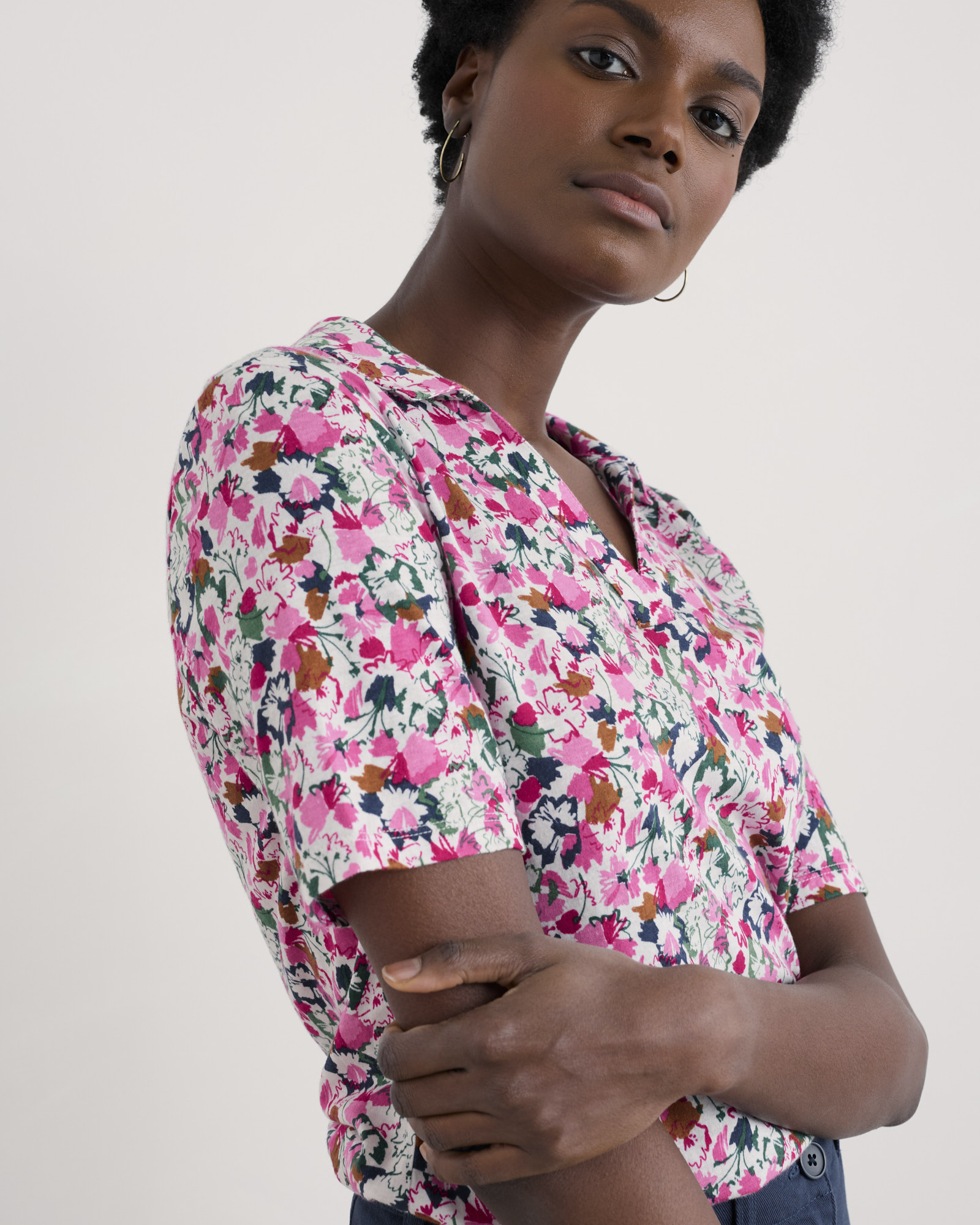 Seasalt Cornwall Pink Misty Sky Short Sleeve Jersey Shirt