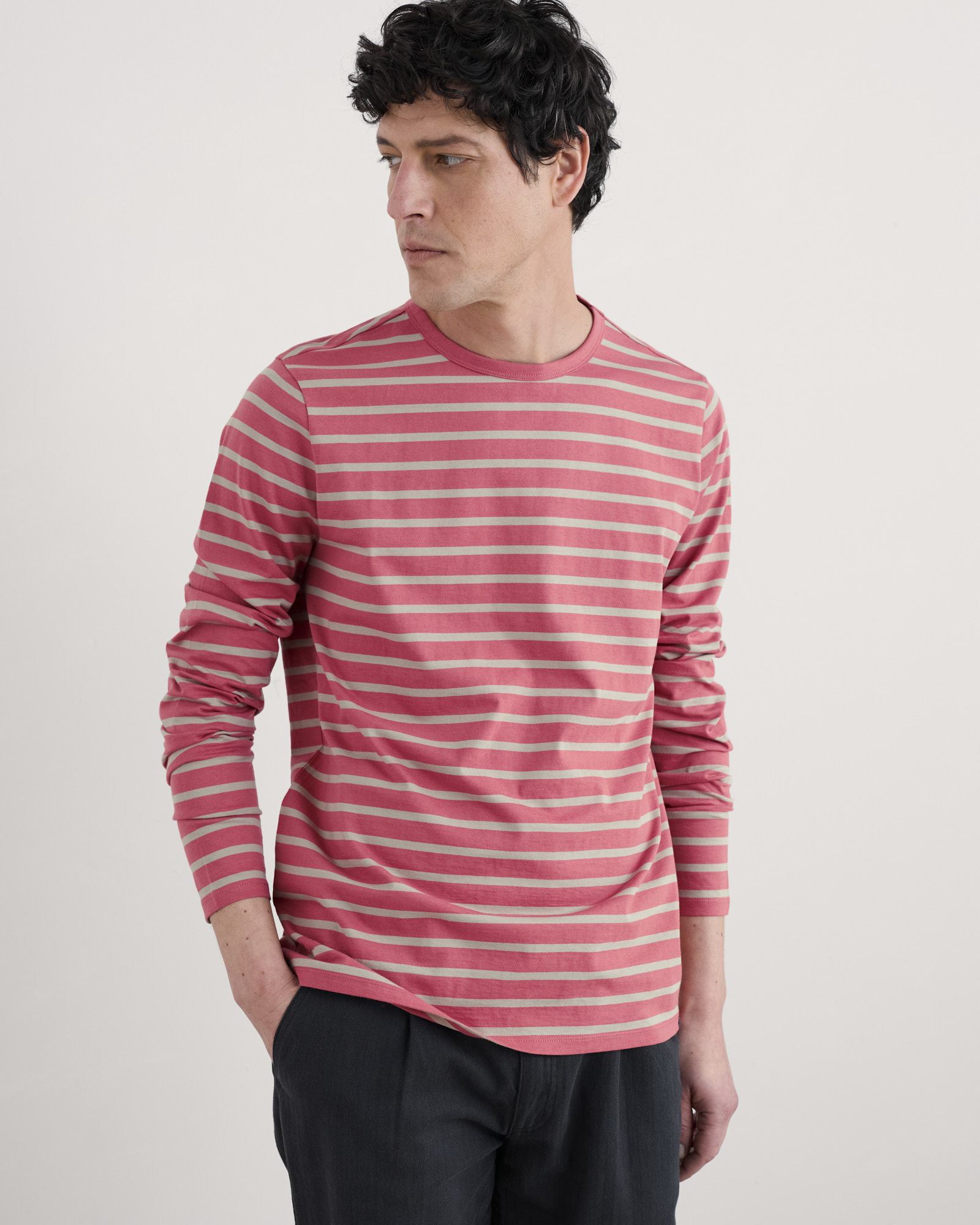 Seasalt Cornwall Pink Sailor Shirt With Crew Neck