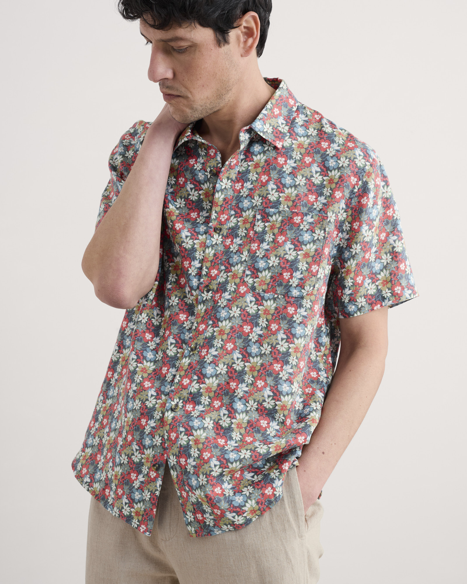 Seasalt Cornwall Multi Blue Heron Short Sleeve Shirt