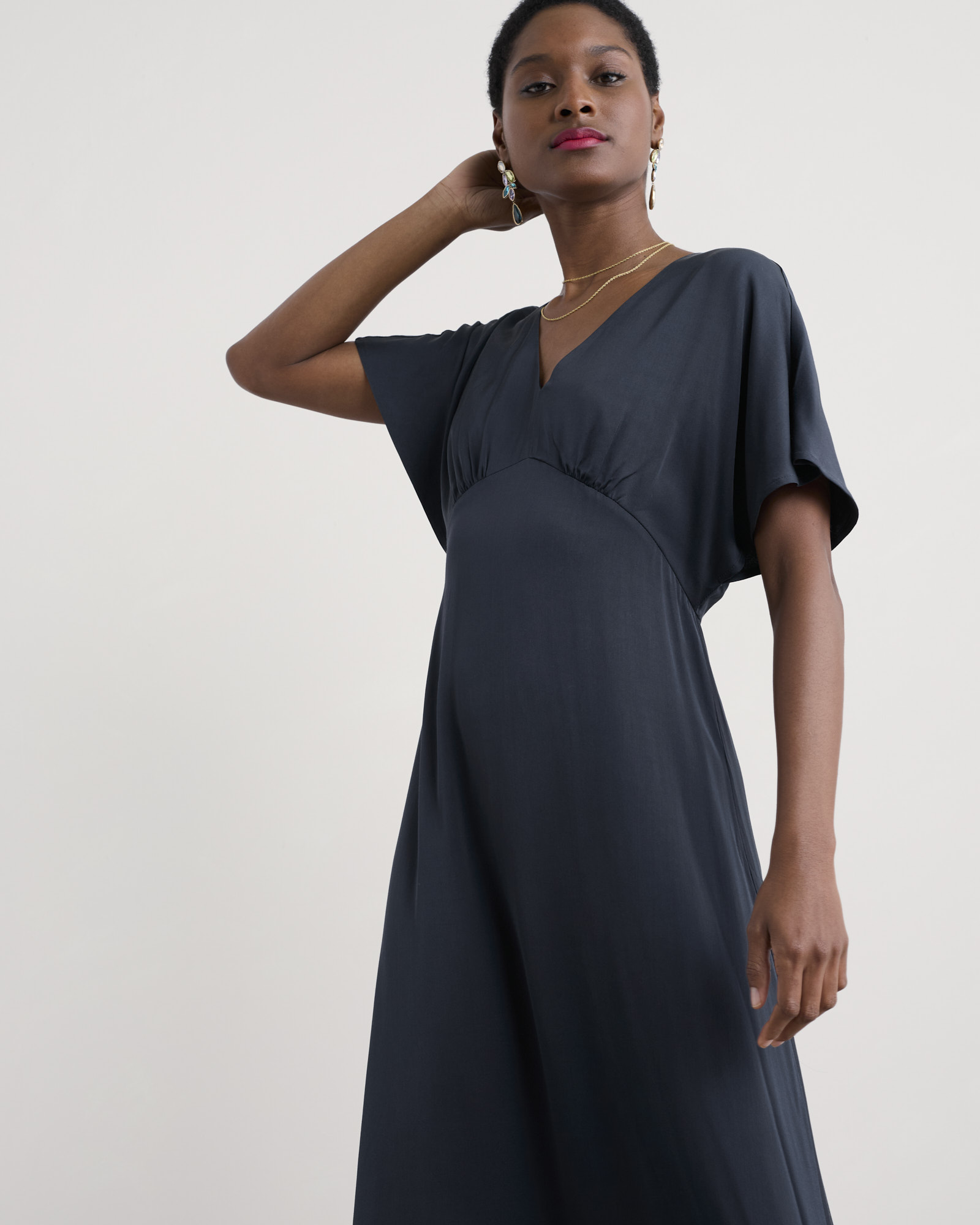 Seasalt Cornwall Navy Evenglow Satin Dress