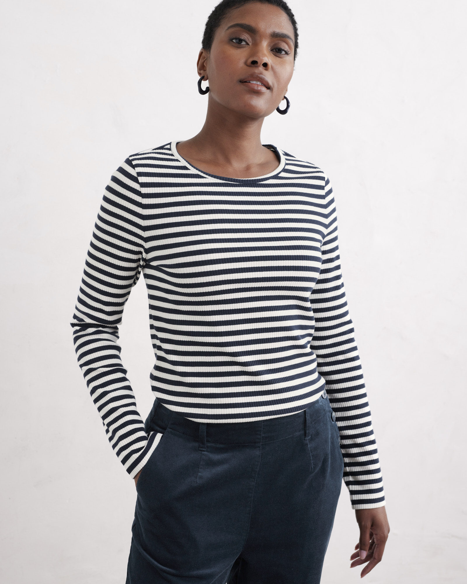 Seasalt Cornwall Navy Gorse Lane Rib Top