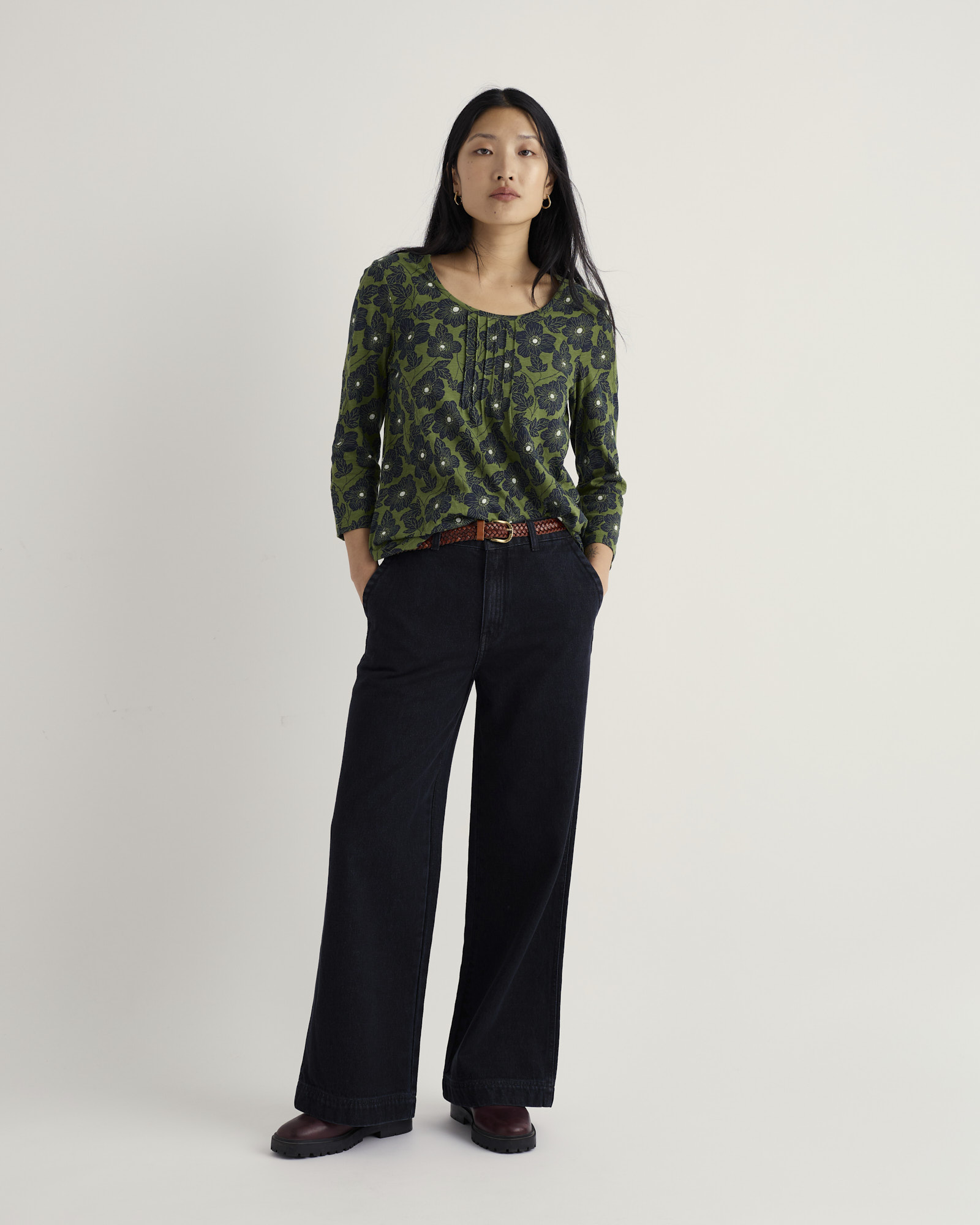 Seasalt Cornwall Green Penhollow Top in Organic Cotton Jersey