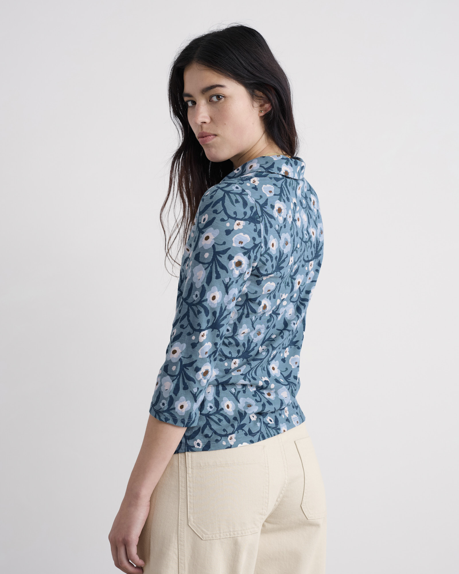 Seasalt Cornwall Blue Wavecrest Shirt in Organic Cotton Jersey