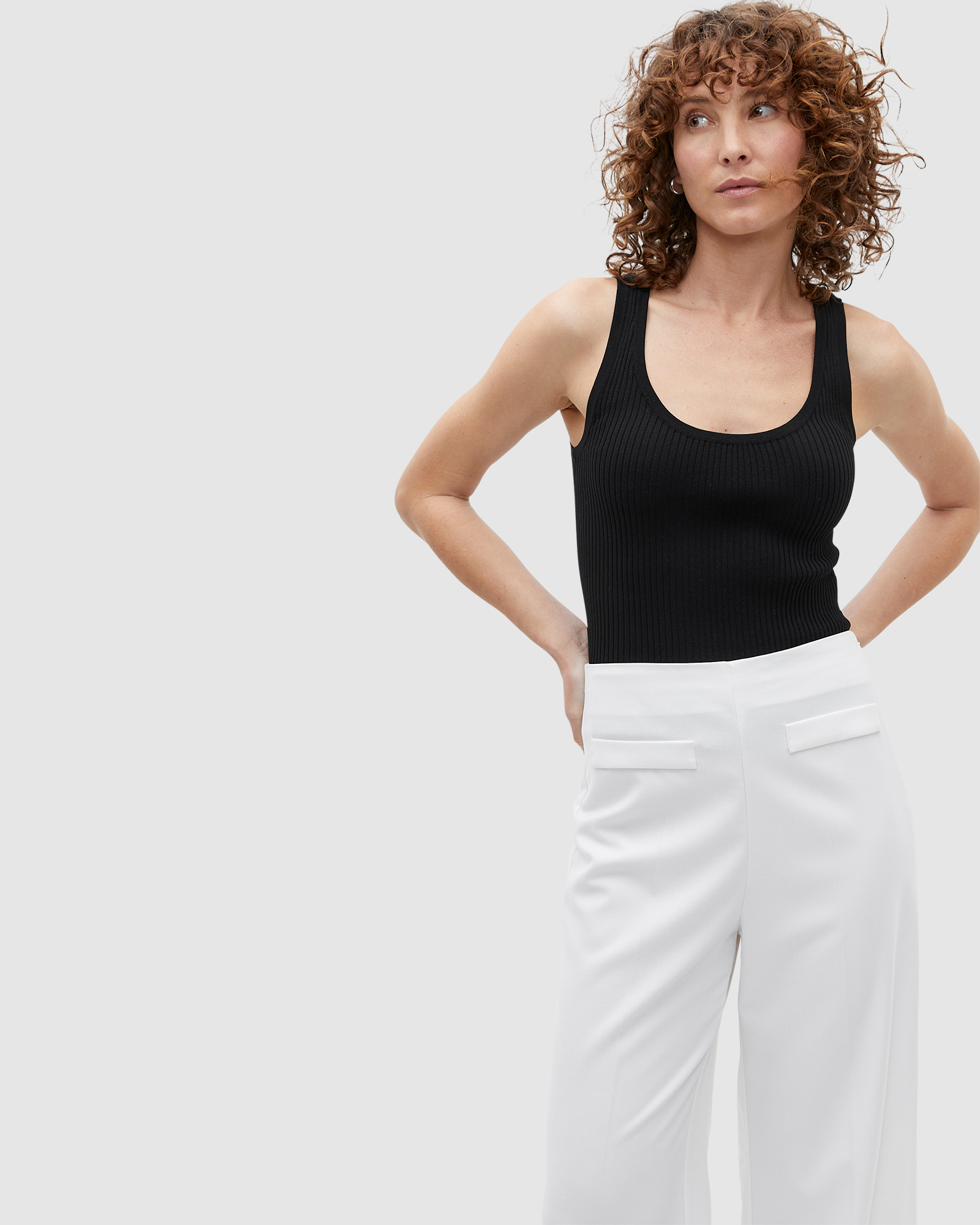 Rib Knit Scoop Neck Tank