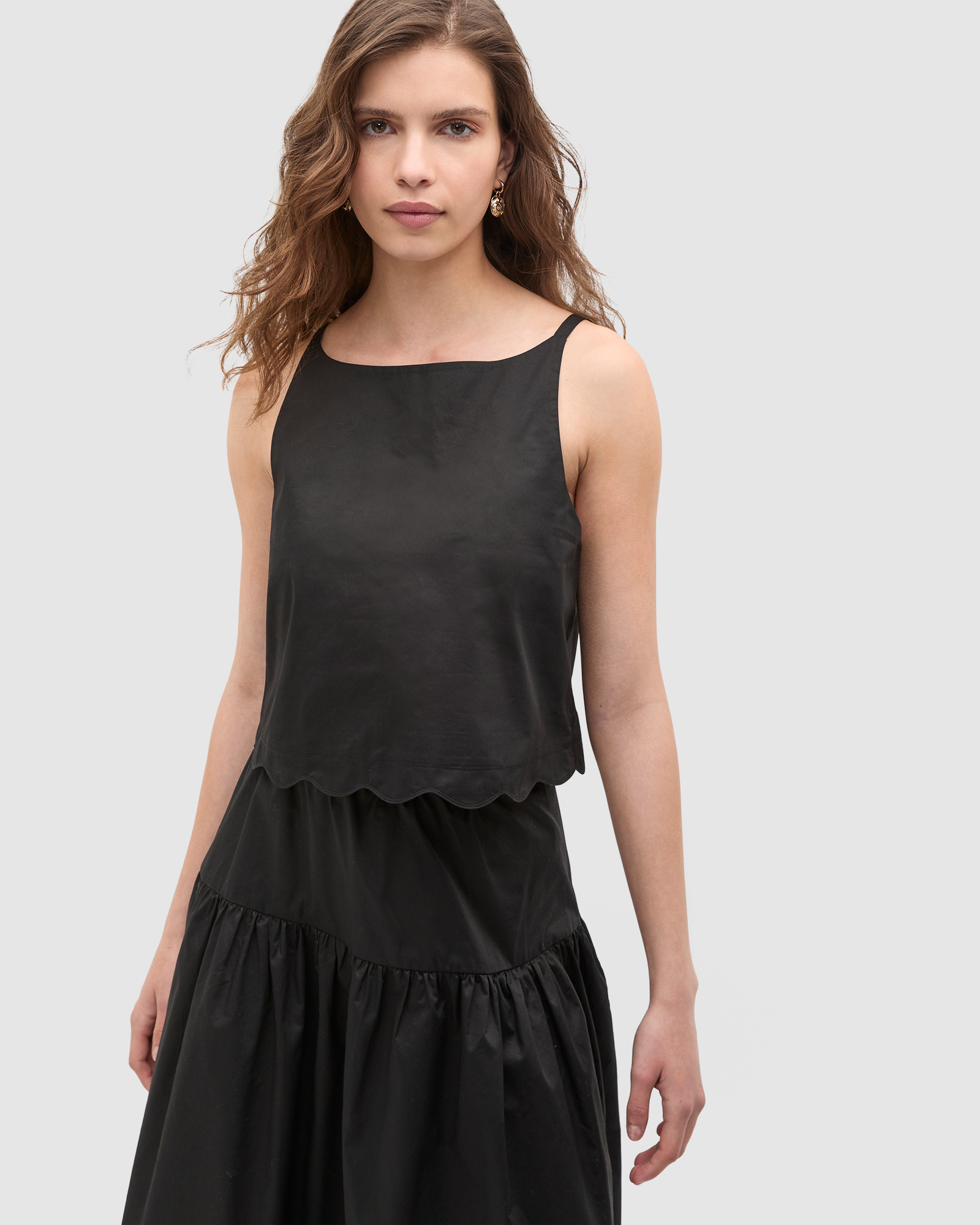 Poplin Scallop Top