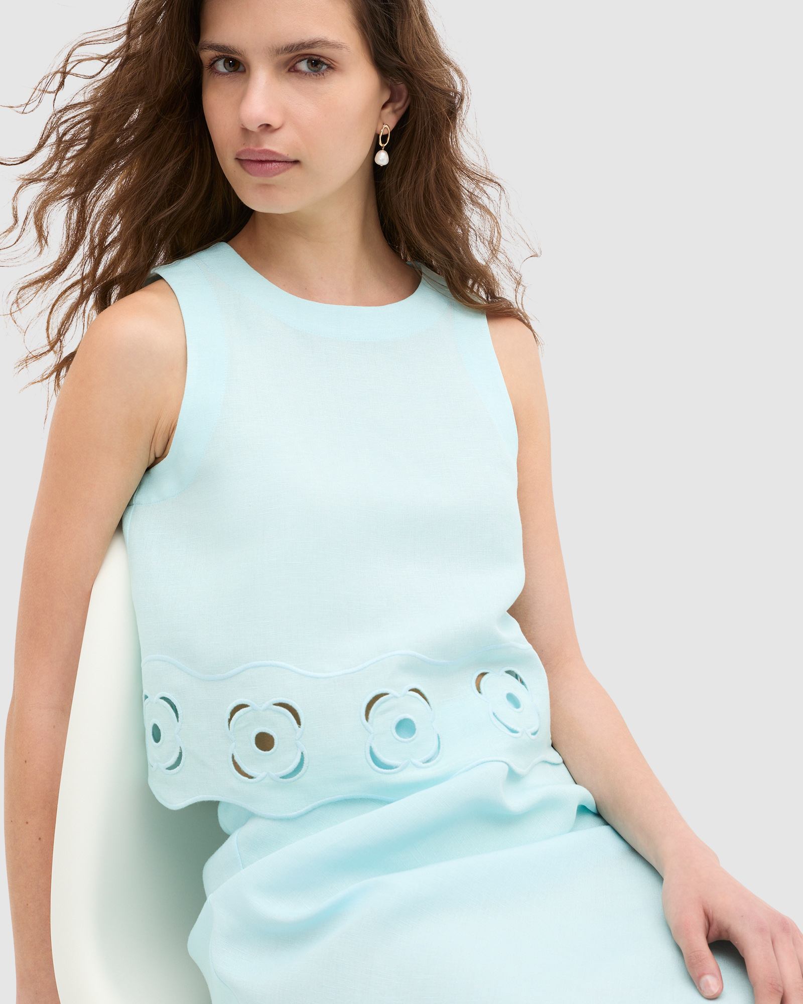 Retro Embroidered Hem Tank