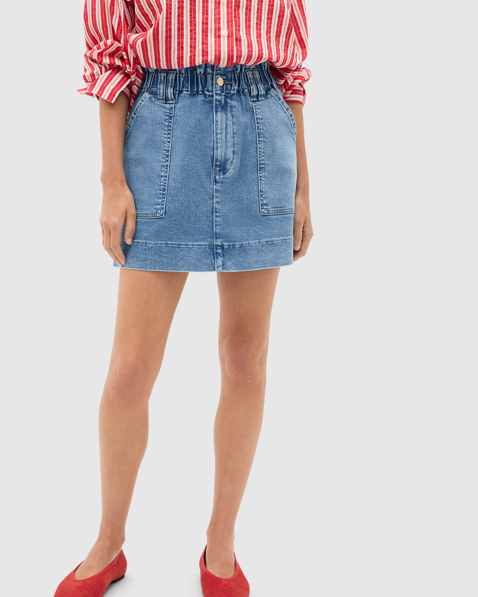 Denim Paperbag Mini Skirt