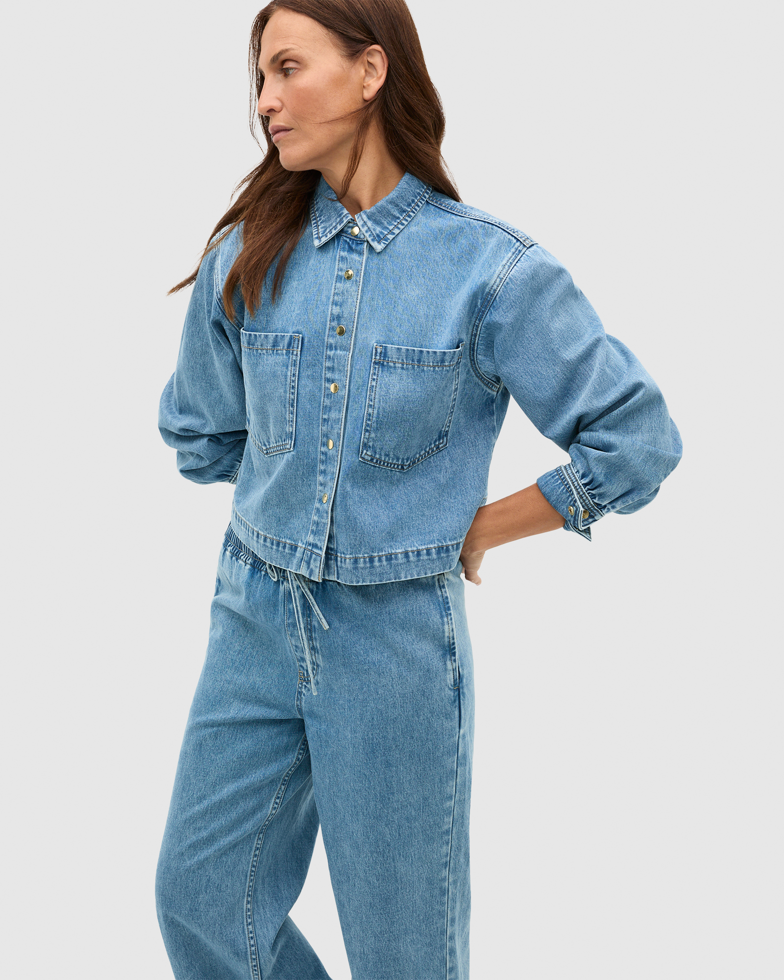 Denim Cropped Pocket Shirt