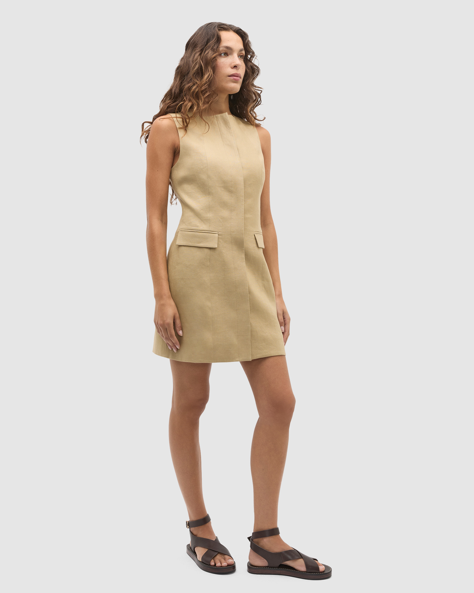 Linen Tailored Mini Dress