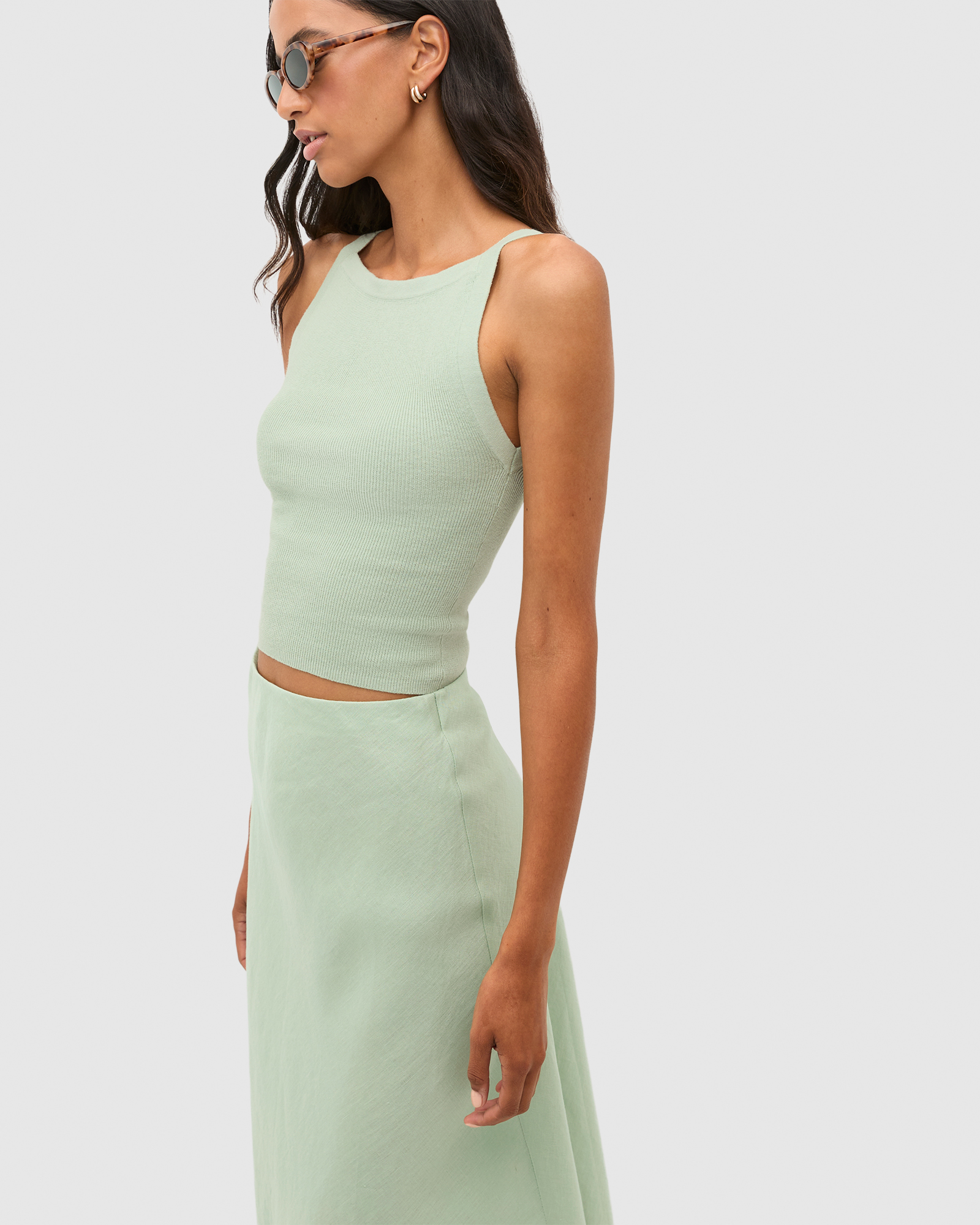 Cotton Blend Rib Knit Top
