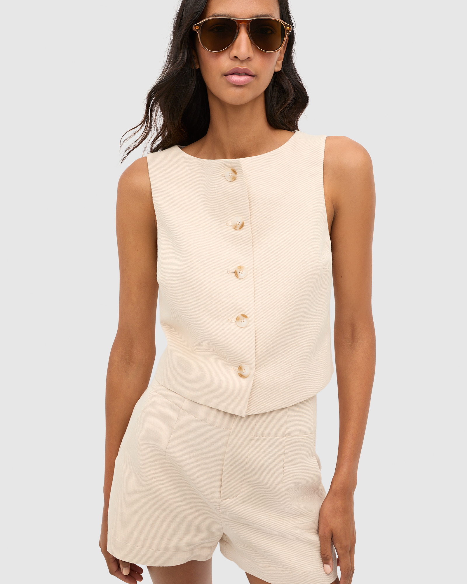 Twill Button Vest