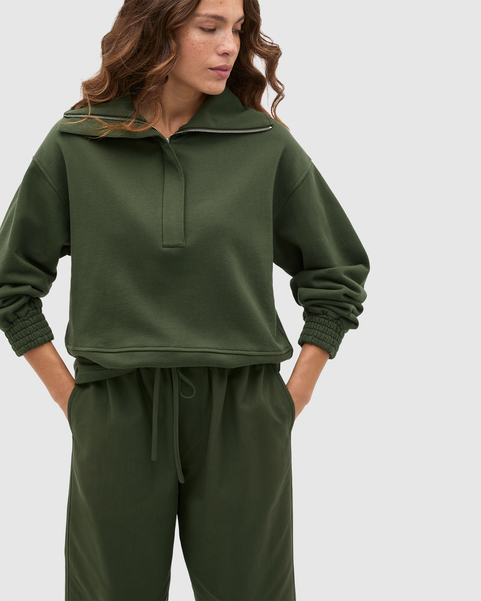 Terry Half Placket Sweat