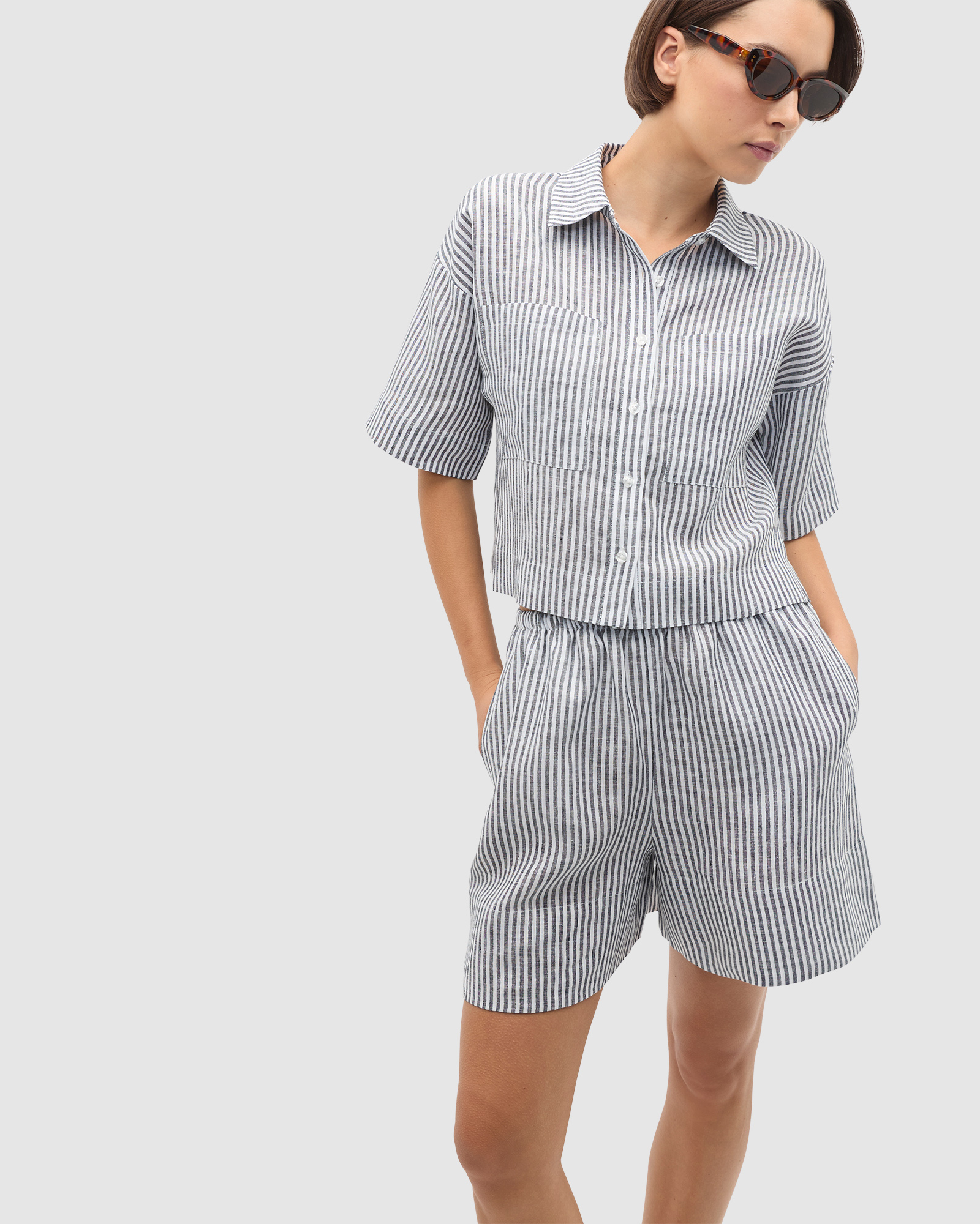 Linen Stripe Boxy Shirt