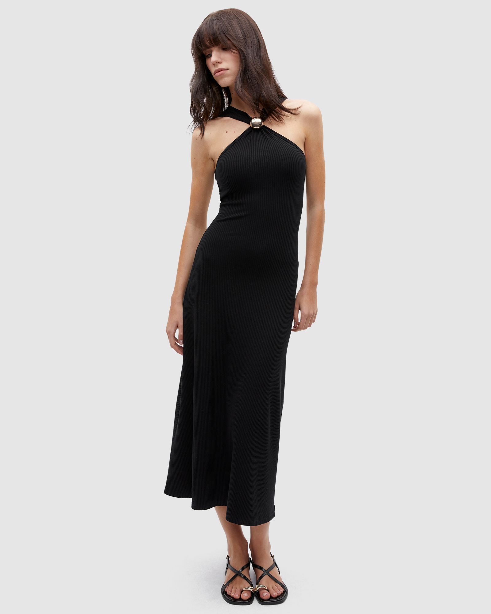 Halter Rib Midi Dress