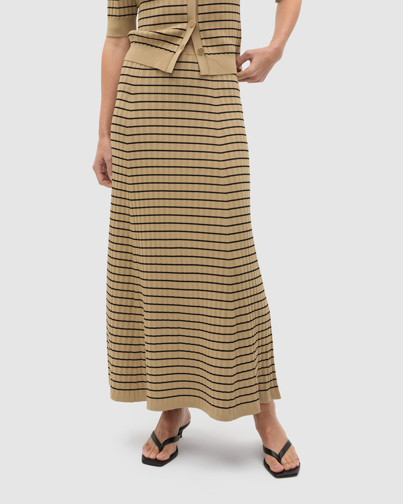 Crepe Knit Stripe Skirt