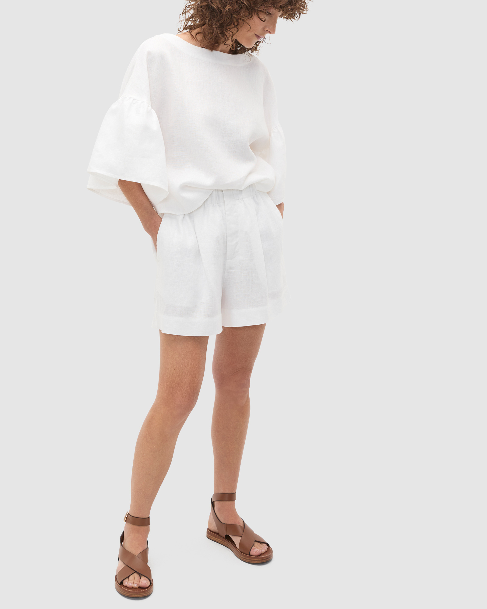 Core Linen Gathered Palazzo Short