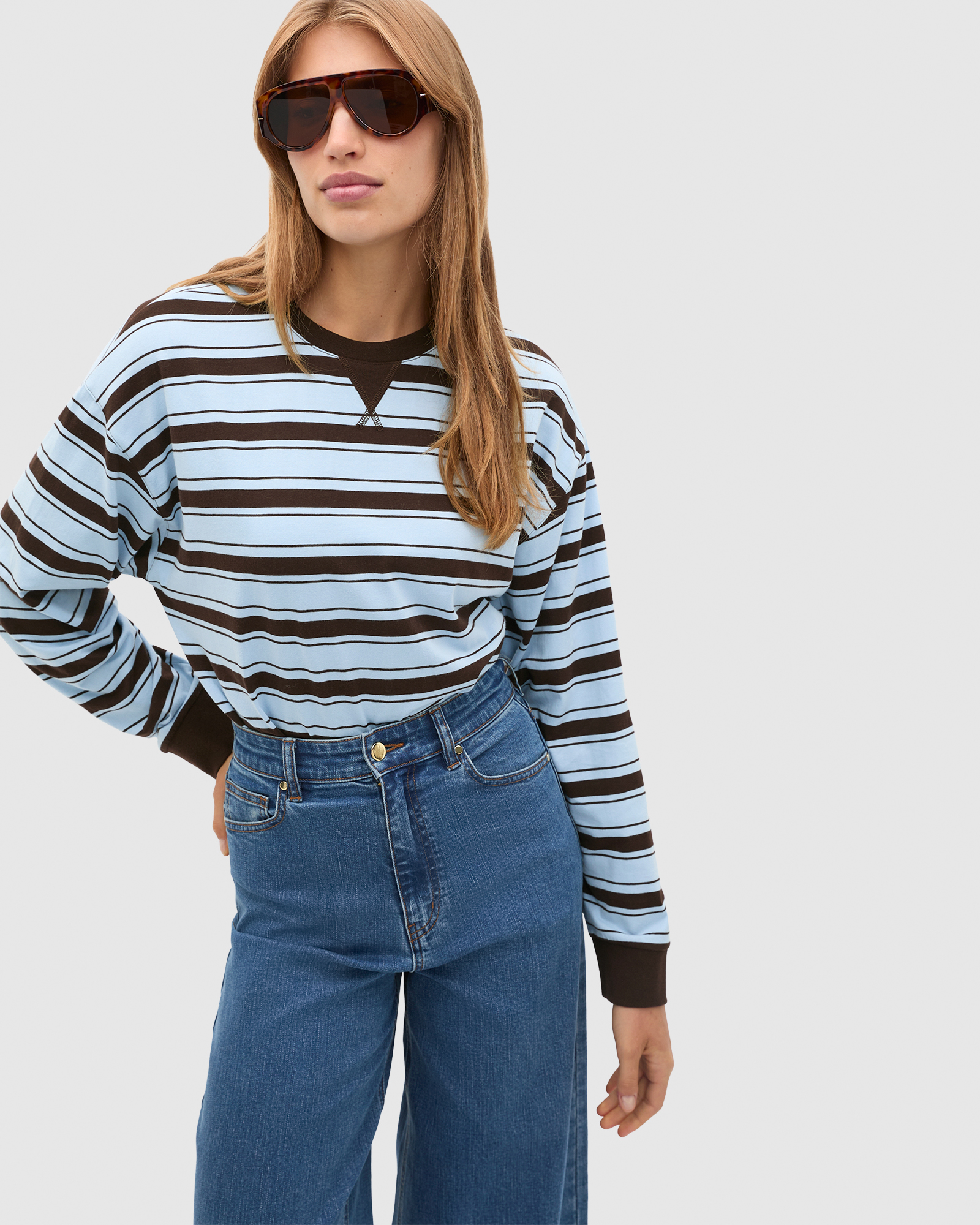 Slouchy Long Sleeve Striped Top