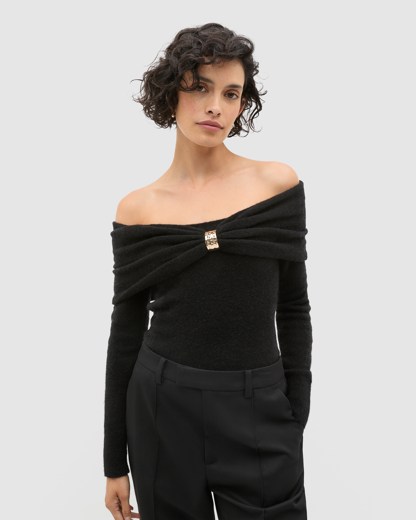 Lofty Twist Off Shoulder Knit
