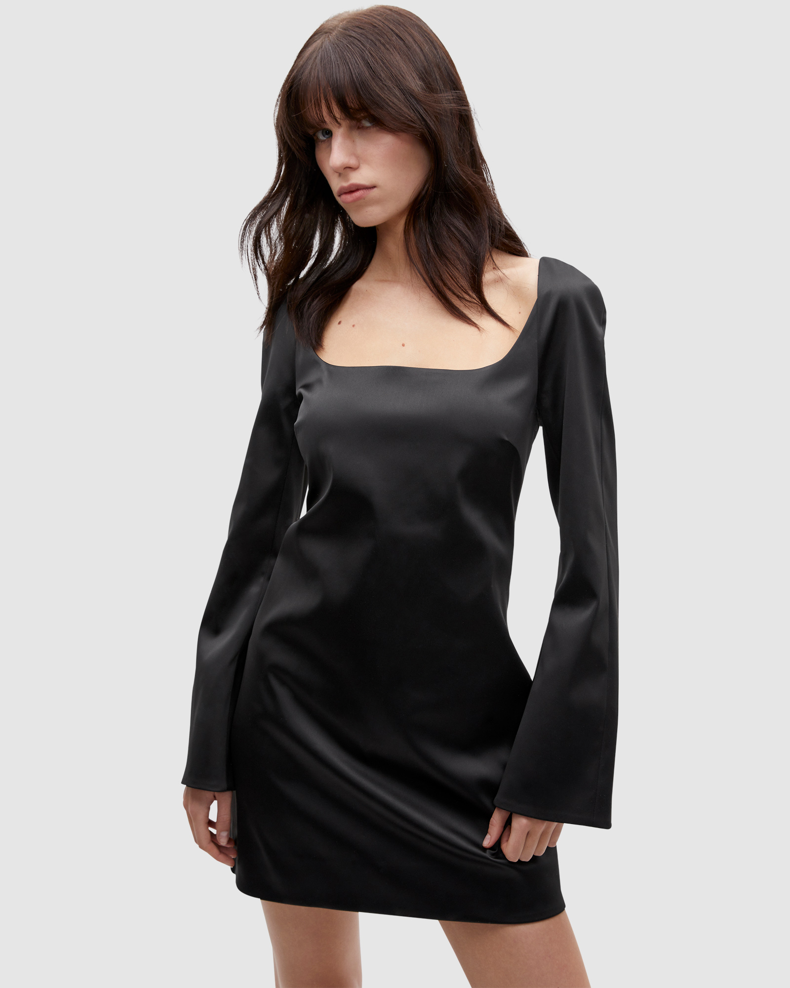 Sateen Structured Mini Dress