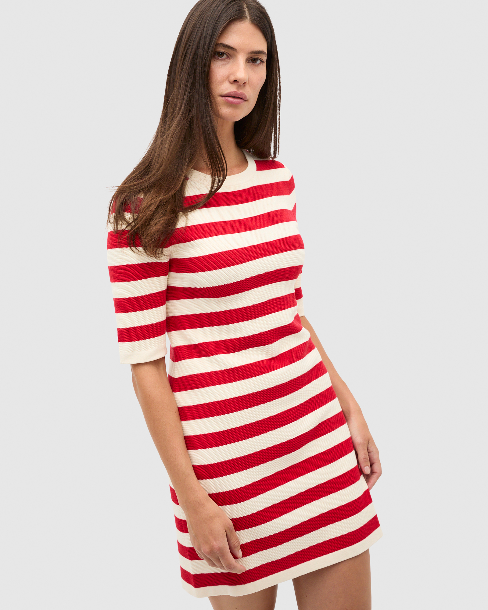Textured Stripe Knit Mini Dress