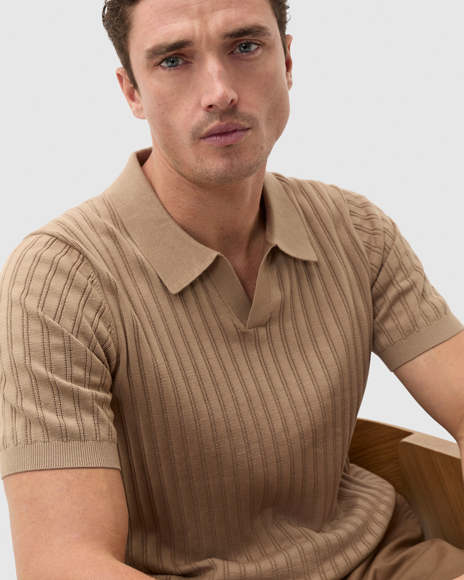 Stripe Cotton Knit Polo