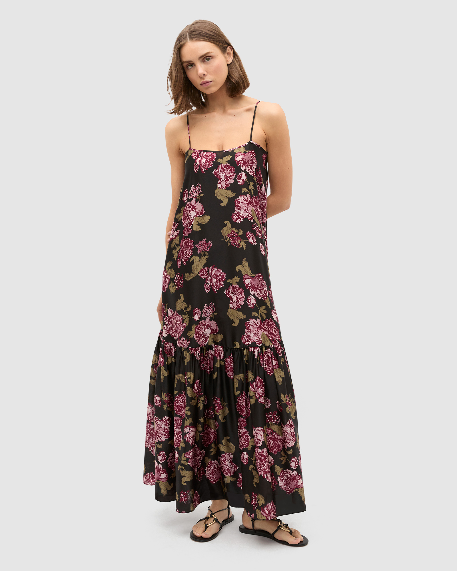 Silk Floral Midi Dress