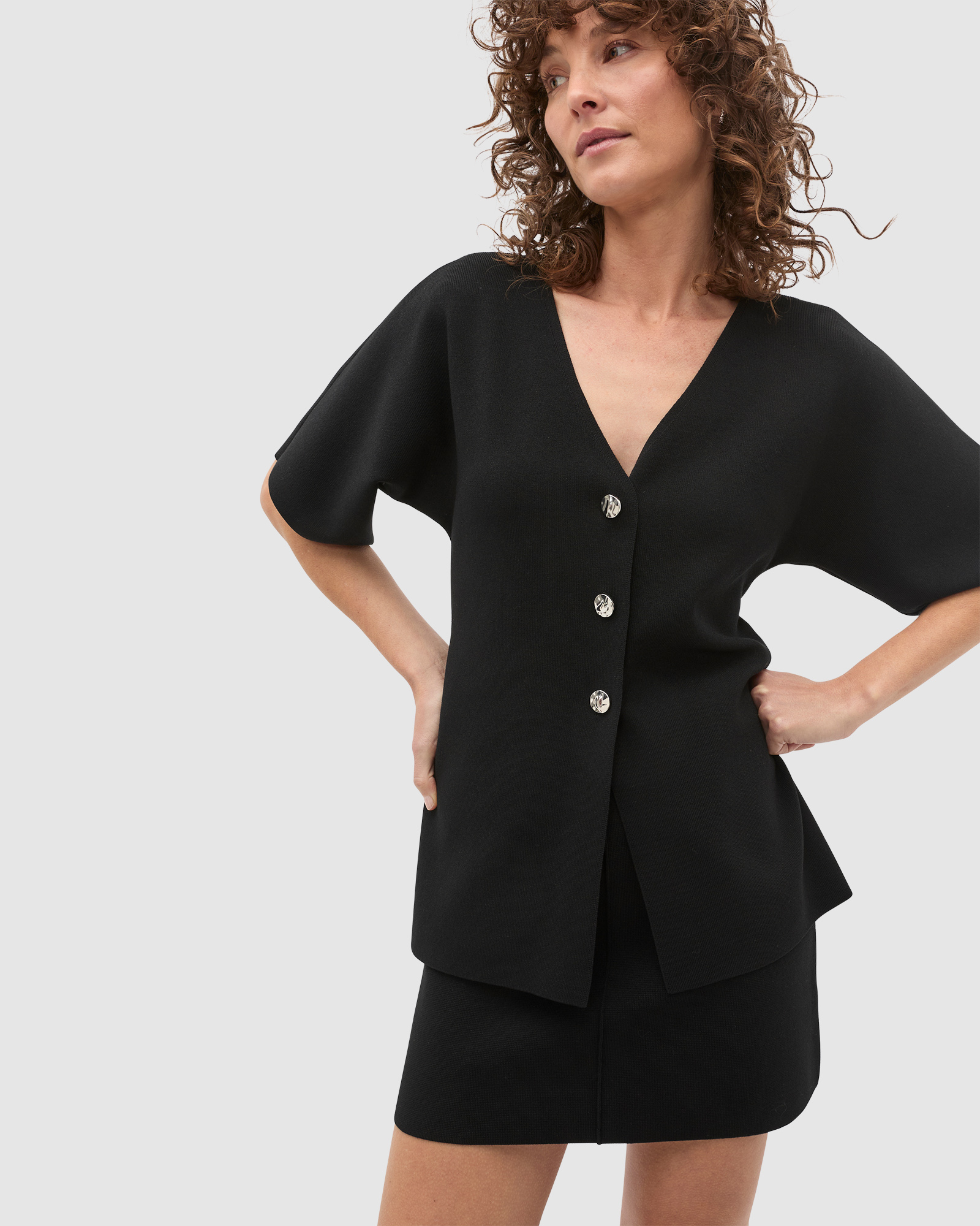 Crepe Knit Batwing Cardigan