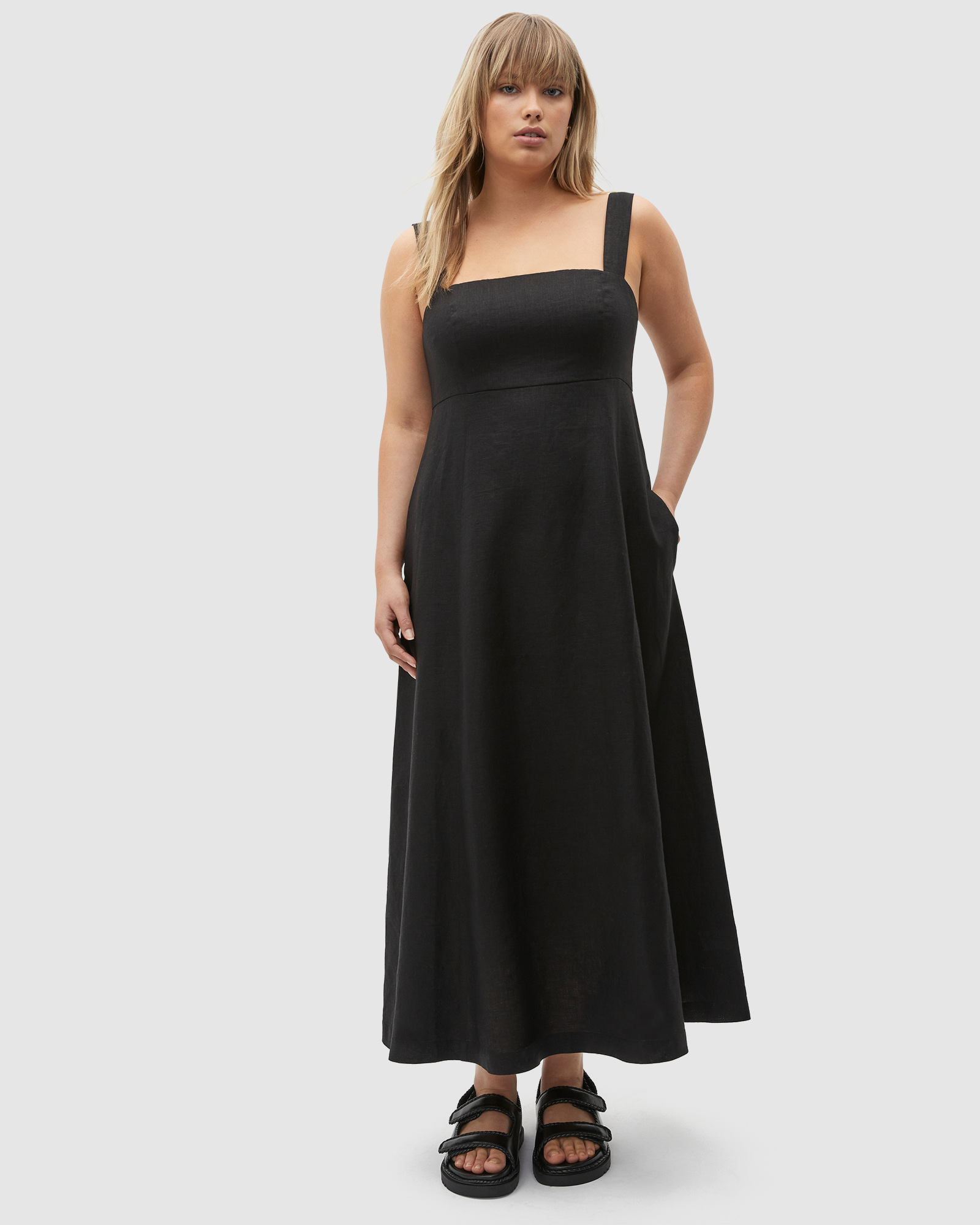 Linen Square Neck Sun Dress