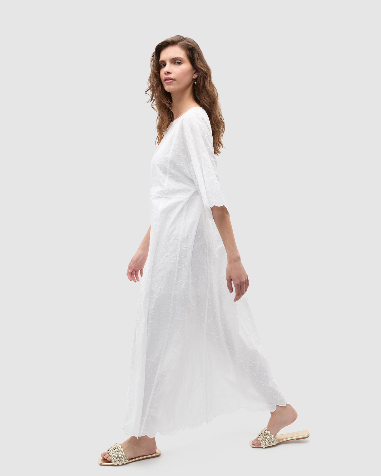 Floral Embroidered Kaftan Maxi